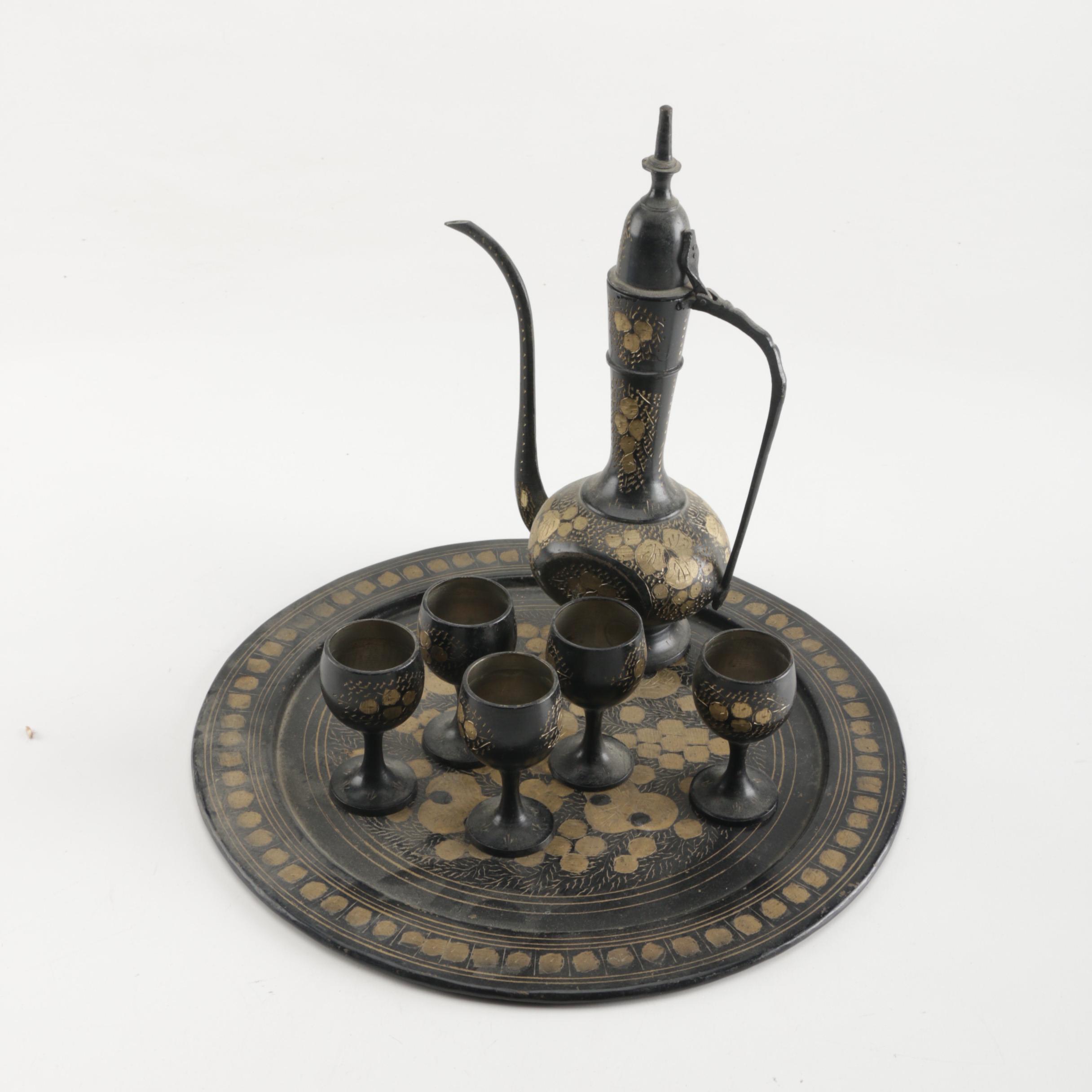 Two-Toned Metal Arabic Tea Set