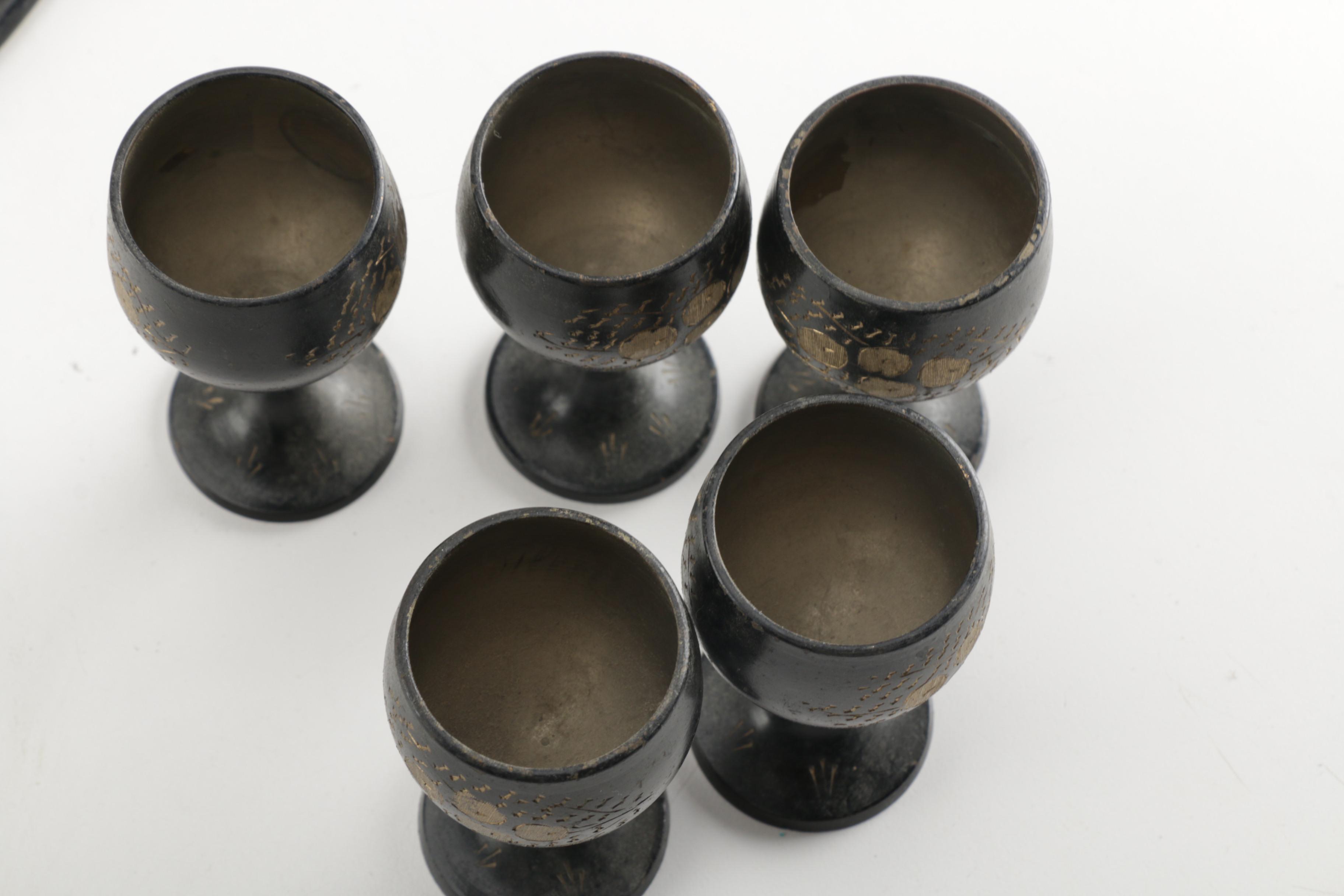 Two-Toned Metal Arabic Tea Set