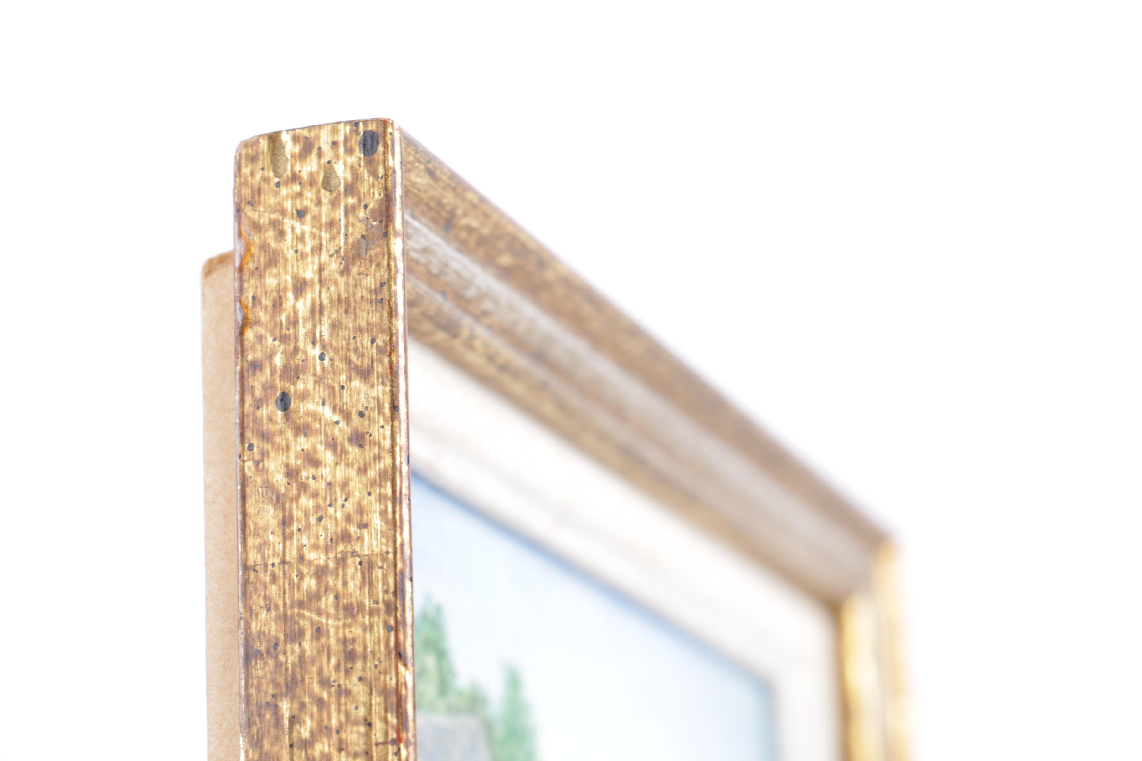 R.W. Painting of a Harbor with an East Asian Gouache Painting of a Bird