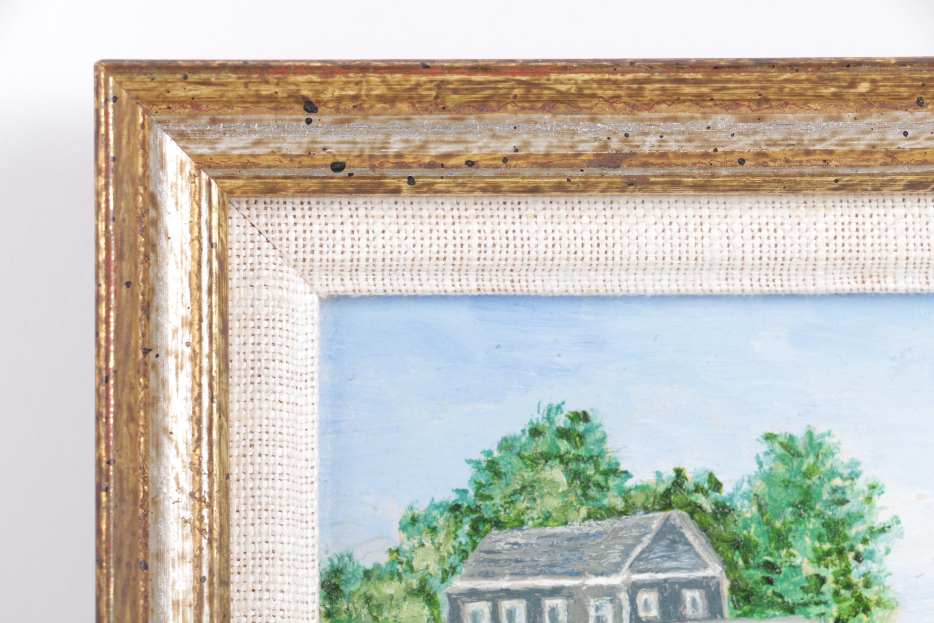 R.W. Painting of a Harbor with an East Asian Gouache Painting of a Bird