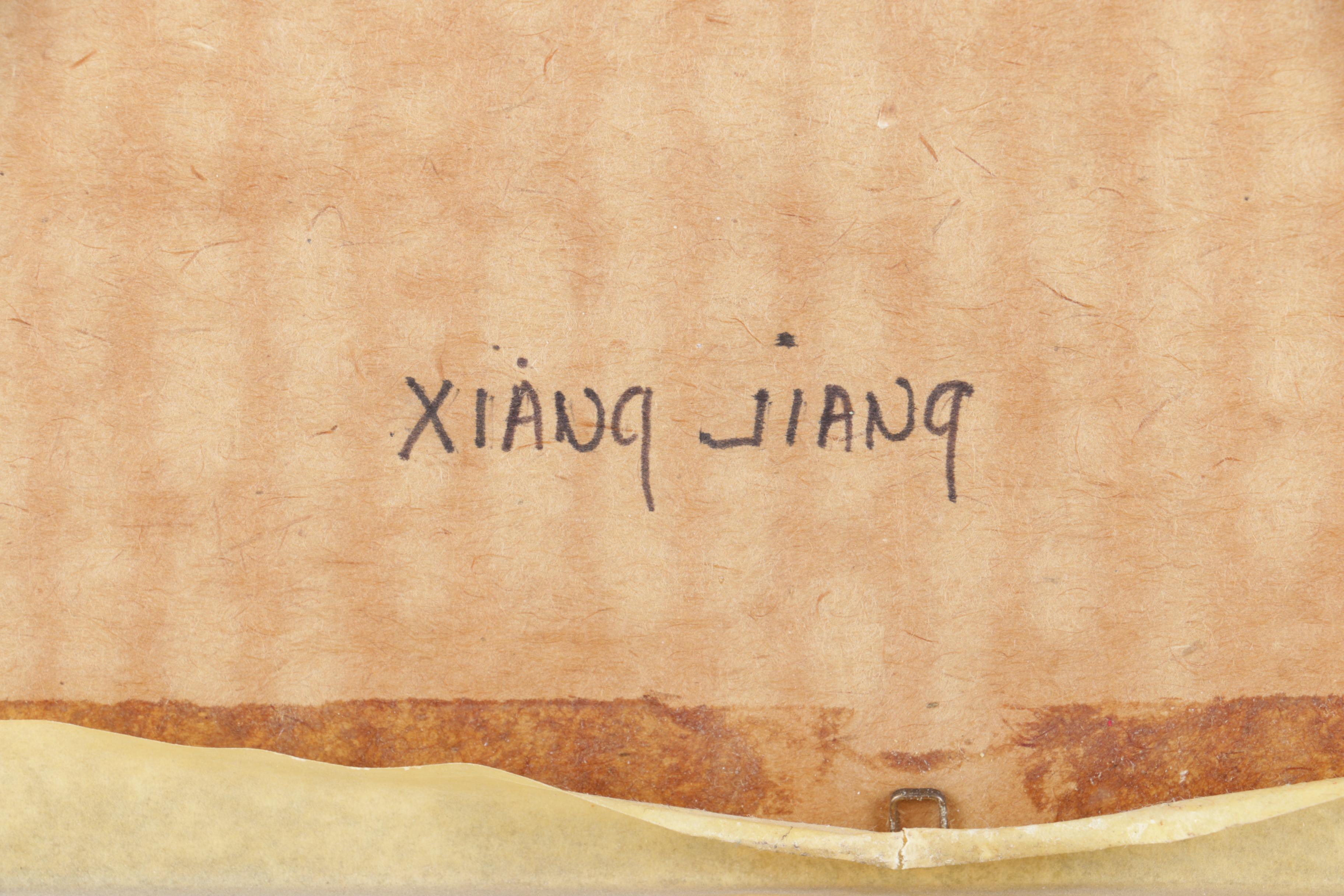 R.W. Painting of a Harbor with an East Asian Gouache Painting of a Bird