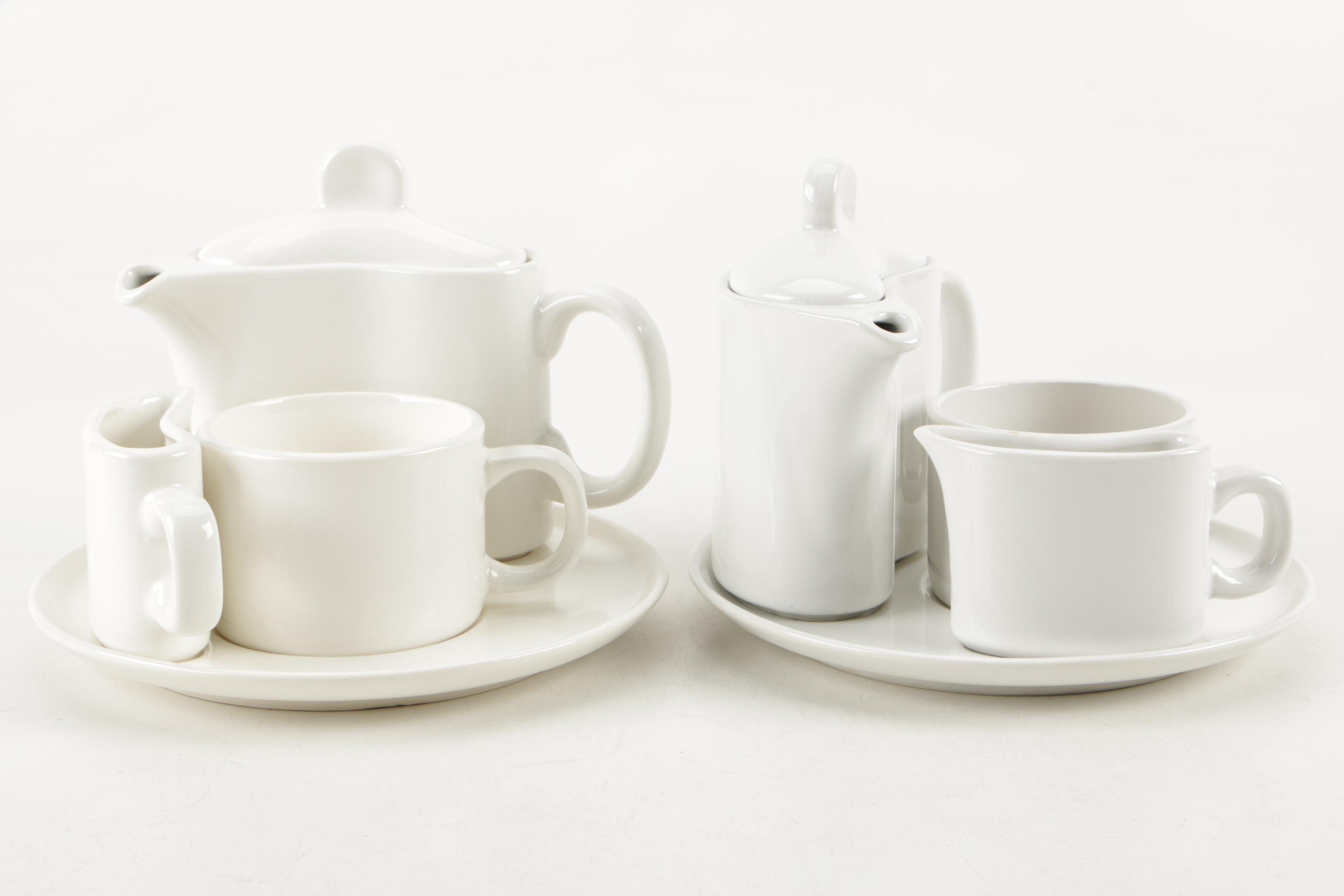 Contemporary All White Tea and Coffee Services