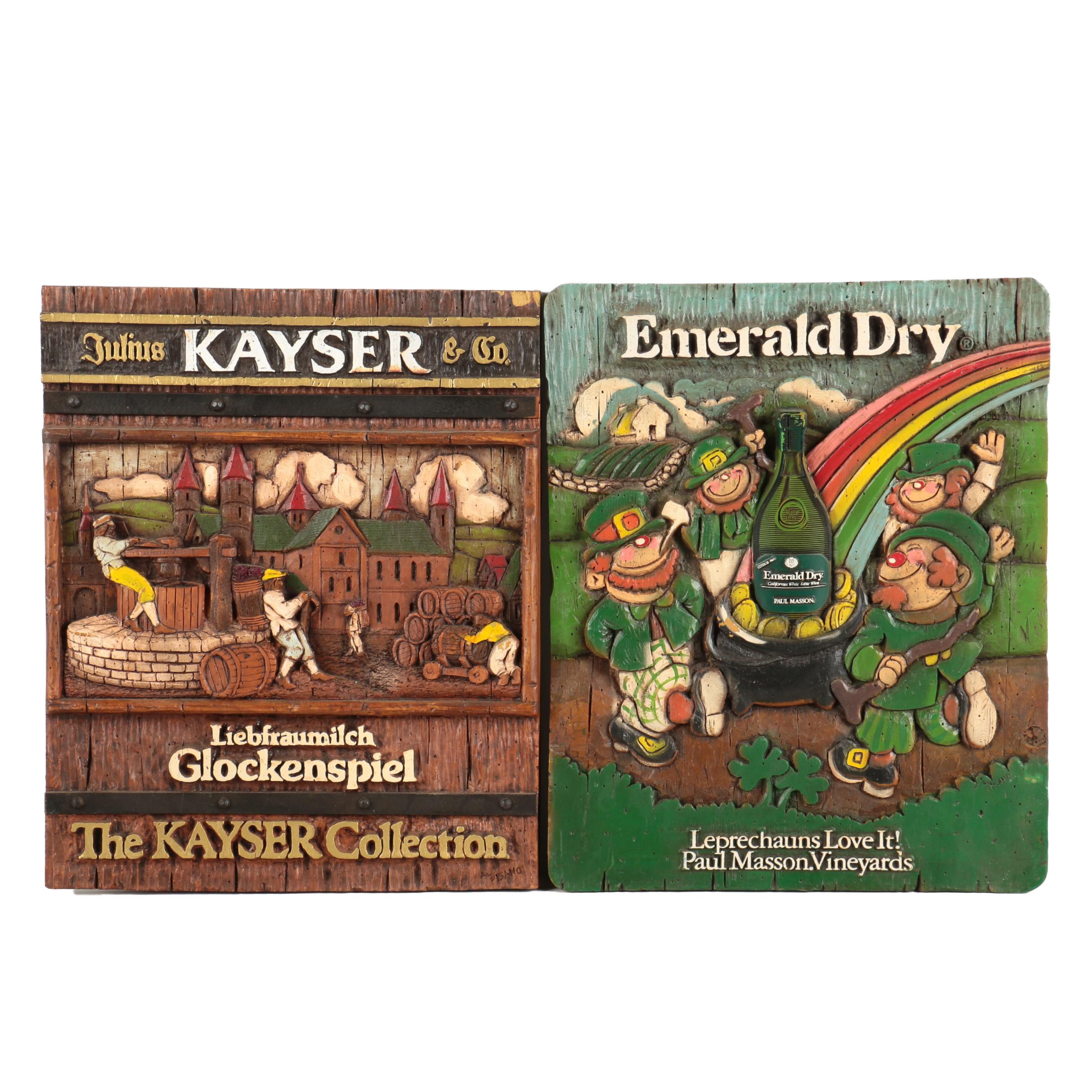 Kayser and Emerald Dry Painted Wooden Signs