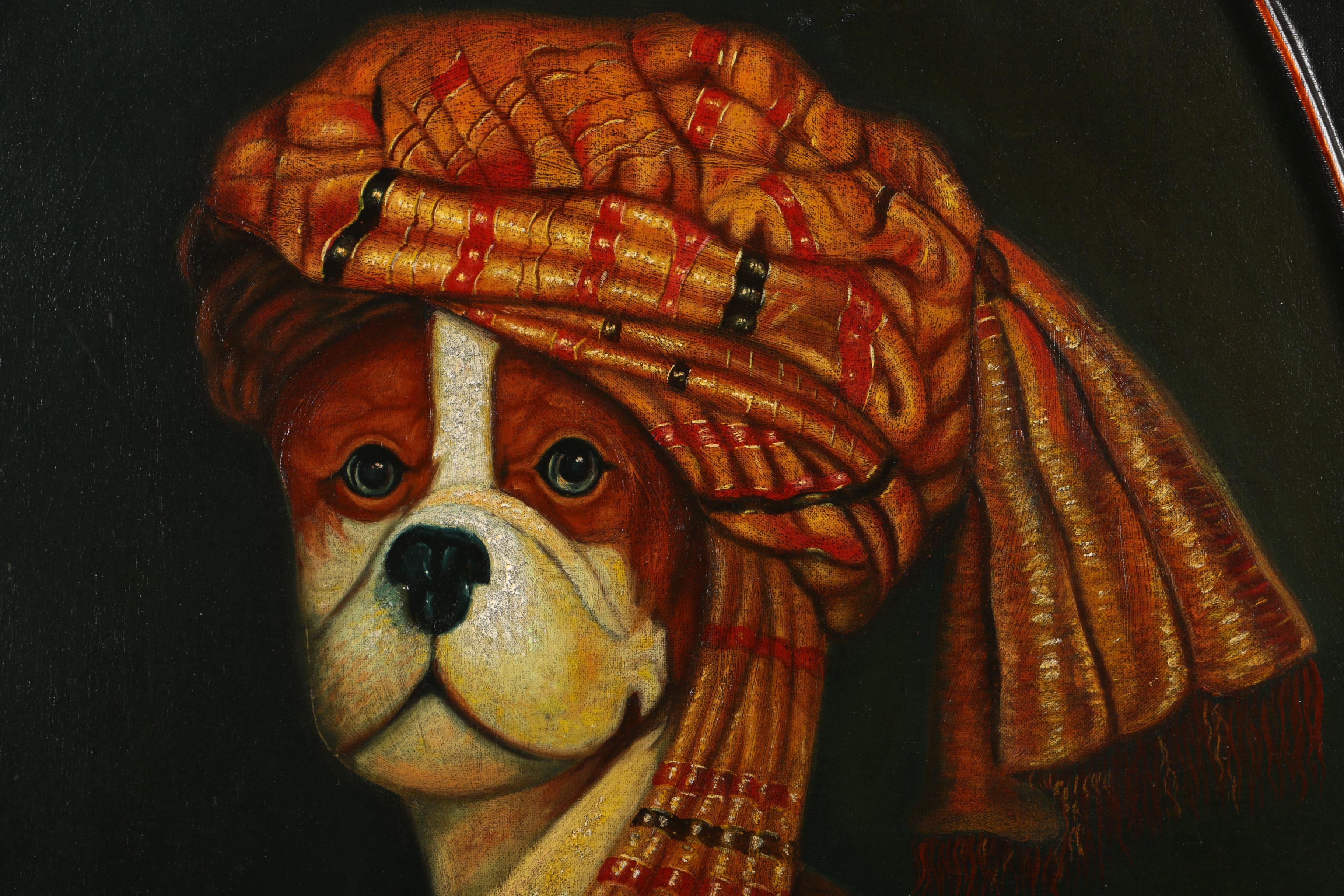 Maitland-Smith Oil on Canvas Board of Anthropomorphic Dog