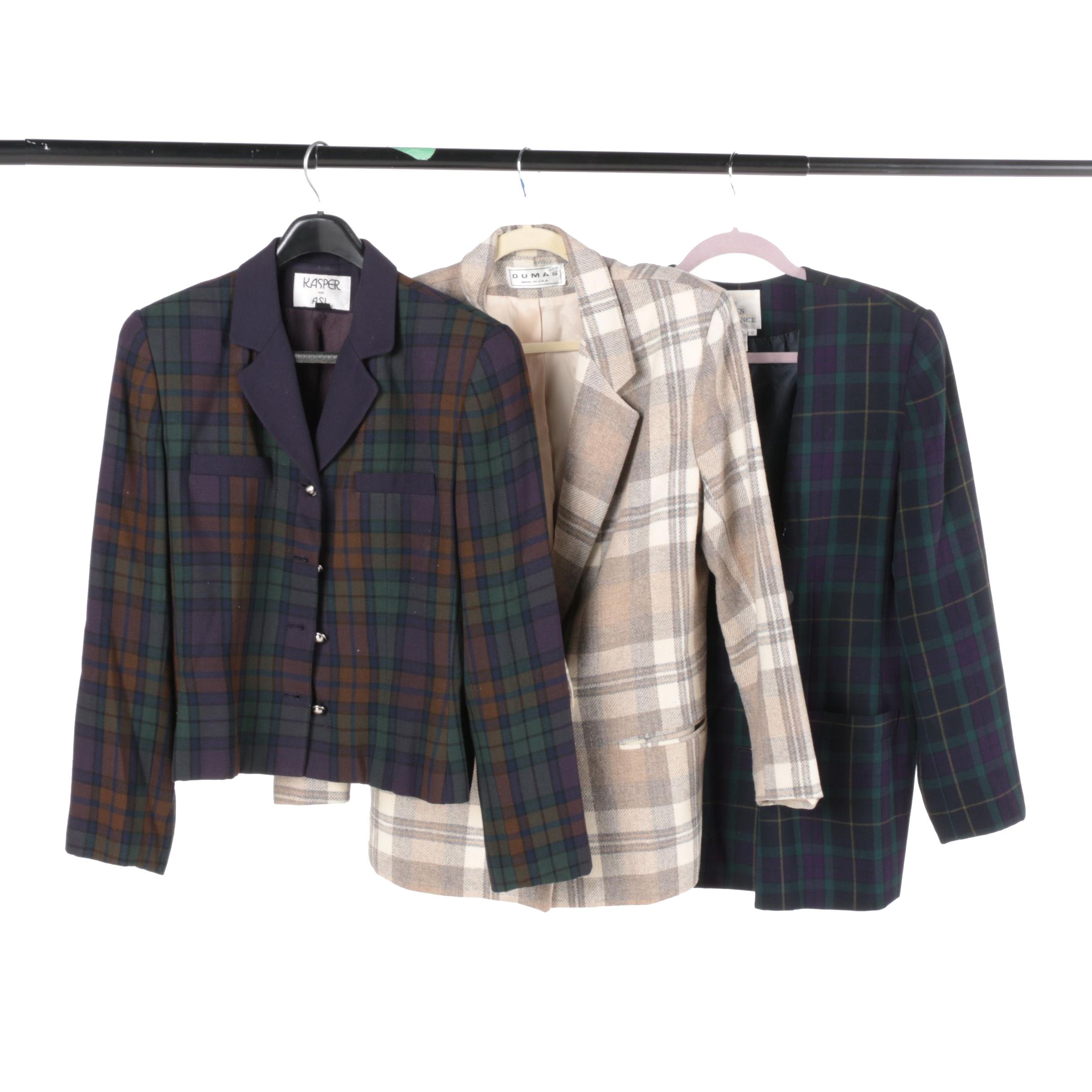 Women's Vintage Plaid Jackets Including Kasper for A.S.L.