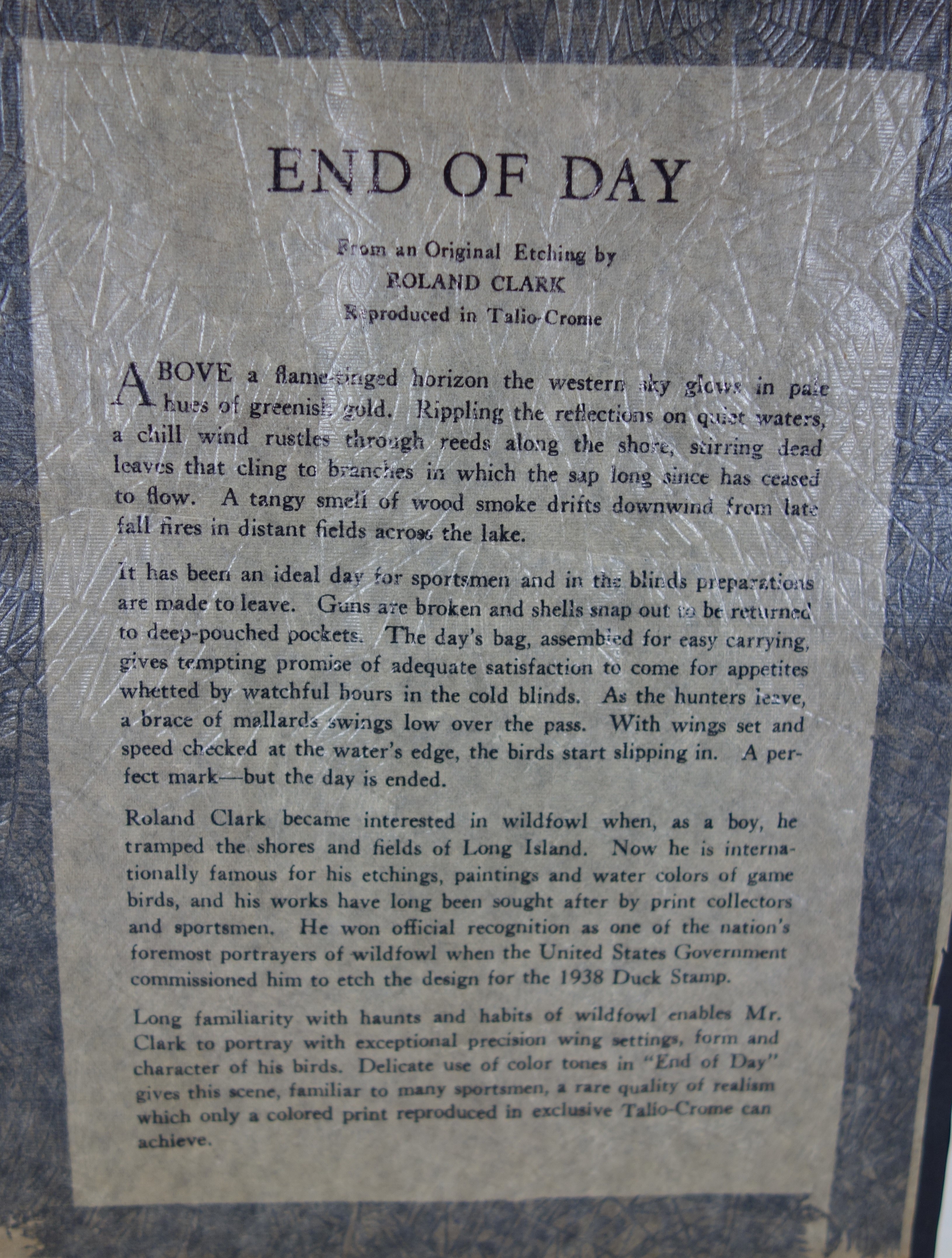 "End of the Day" Print after Etching by Roland Clark