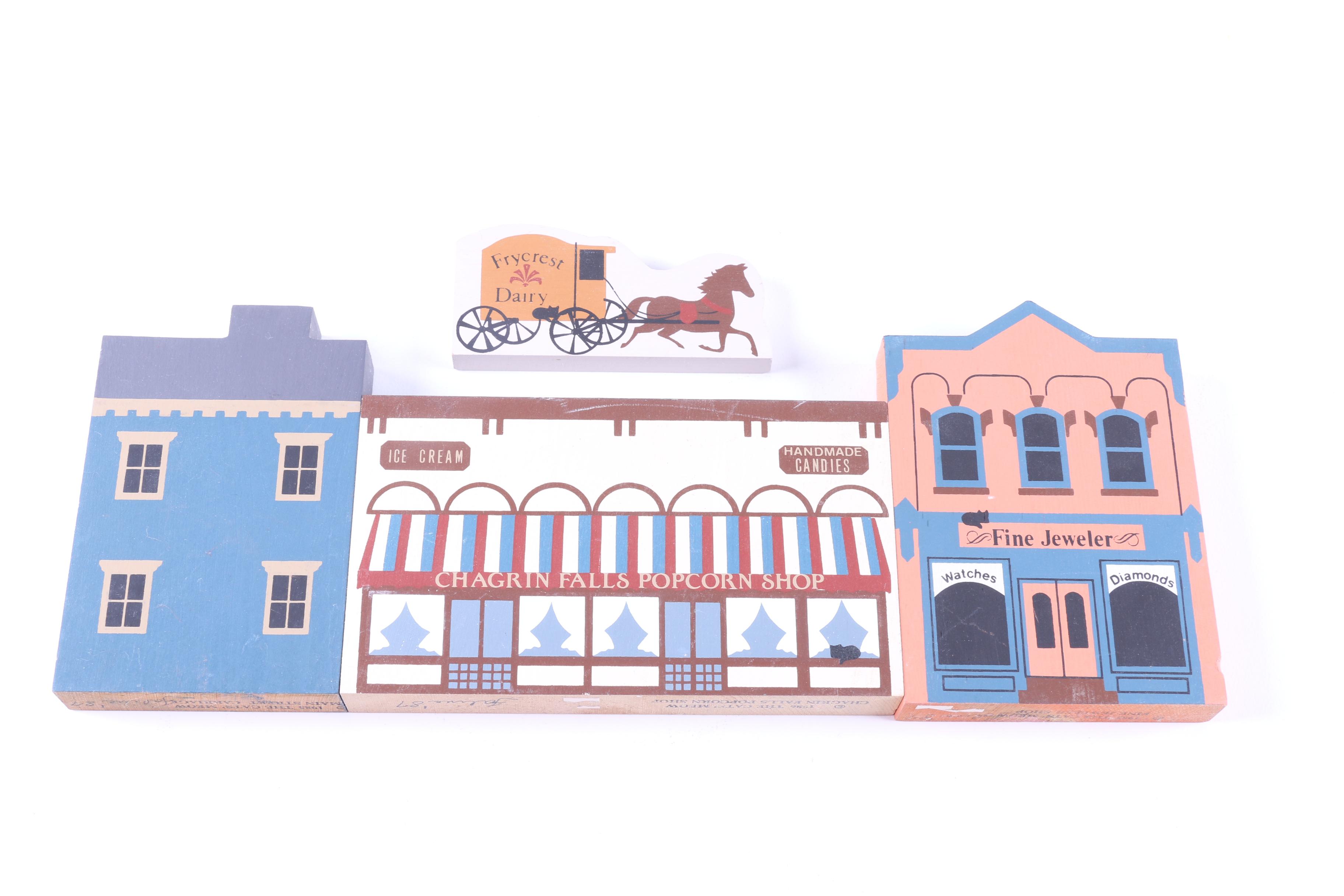 Assortment of The Cat's Meow Vintage Wood Decorative Buildings