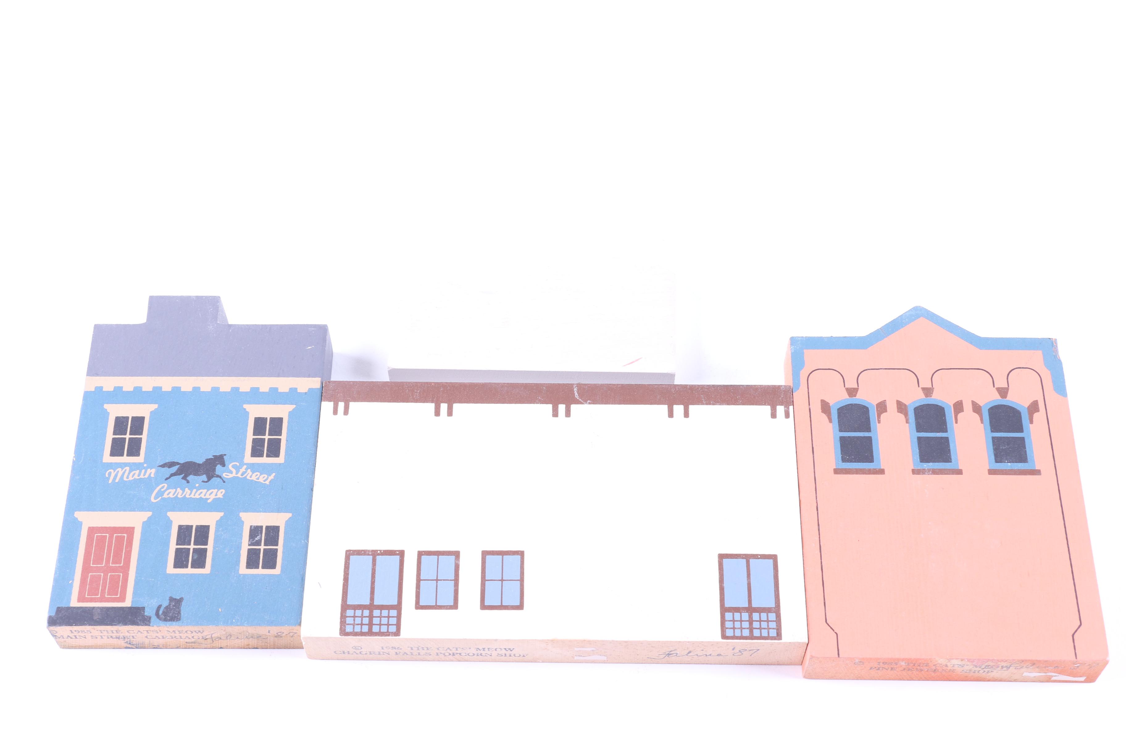 Assortment of The Cat's Meow Vintage Wood Decorative Buildings
