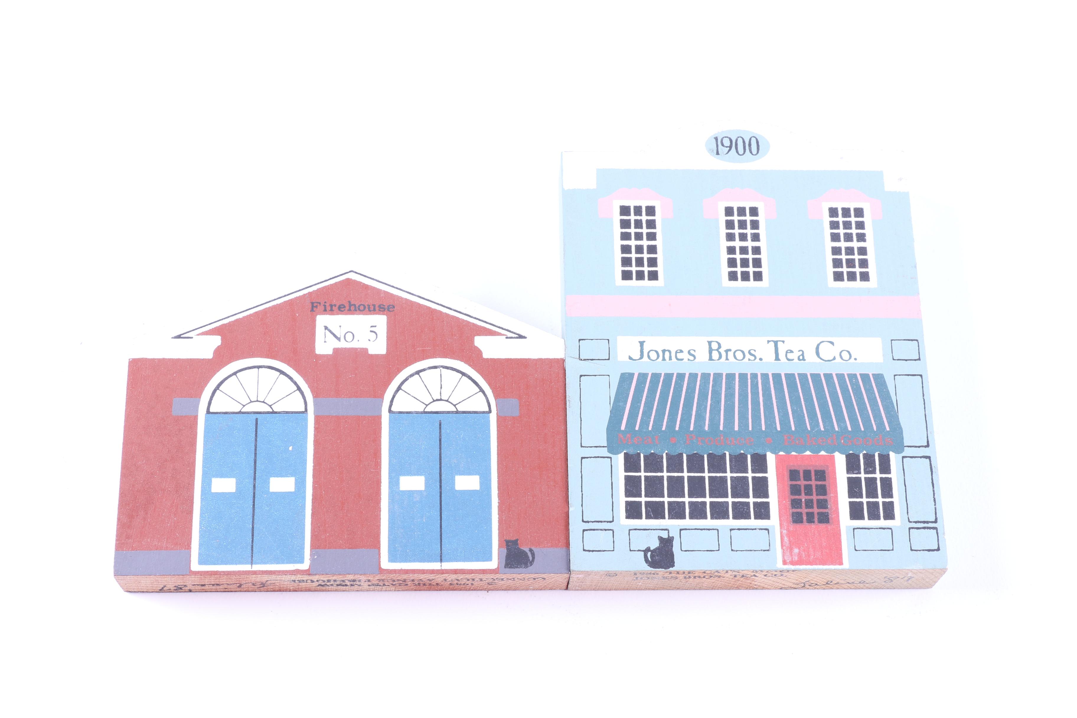 Assortment of The Cat's Meow Vintage Wood Decorative Buildings