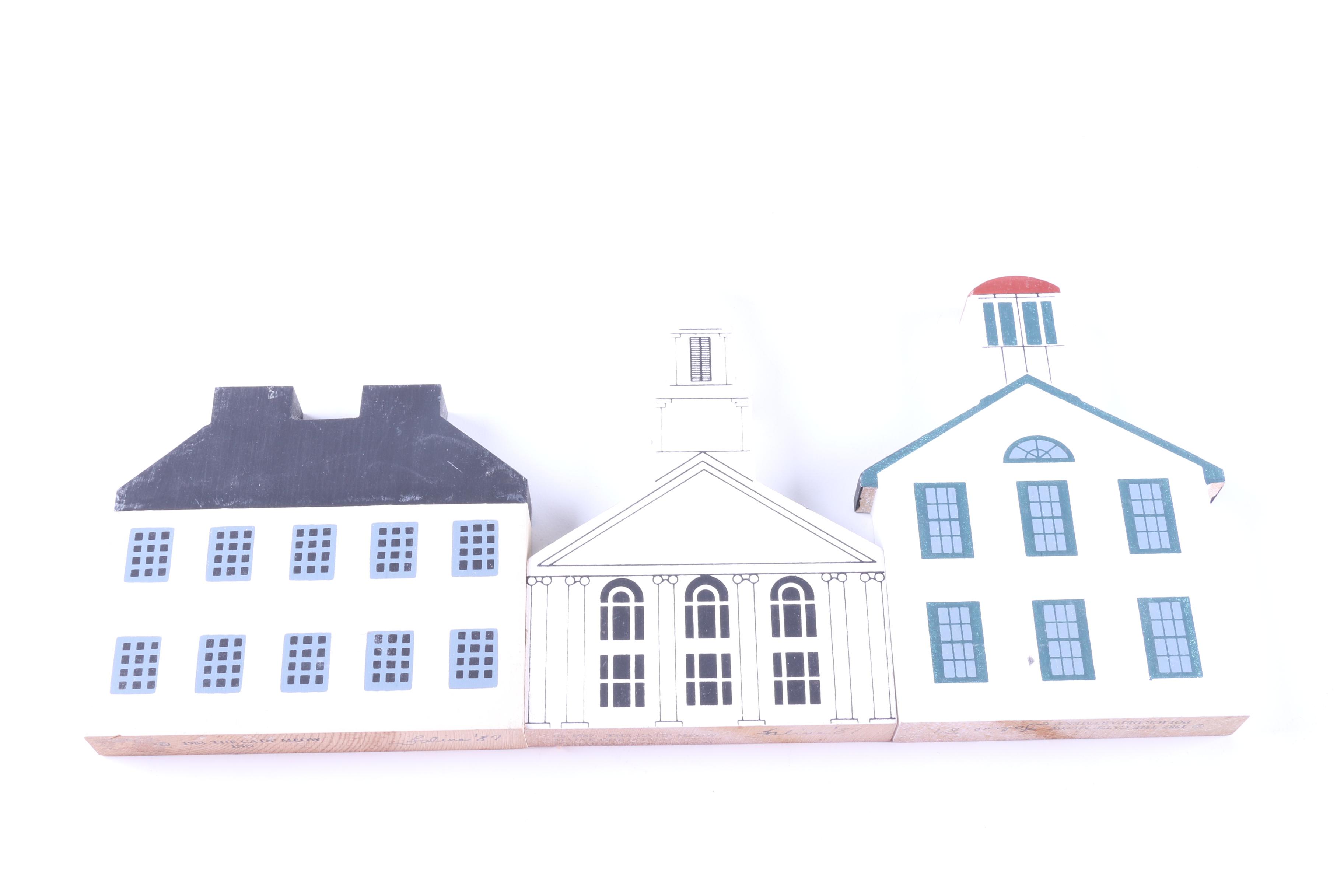 Assortment of The Cat's Meow Vintage Wood Decorative Buildings