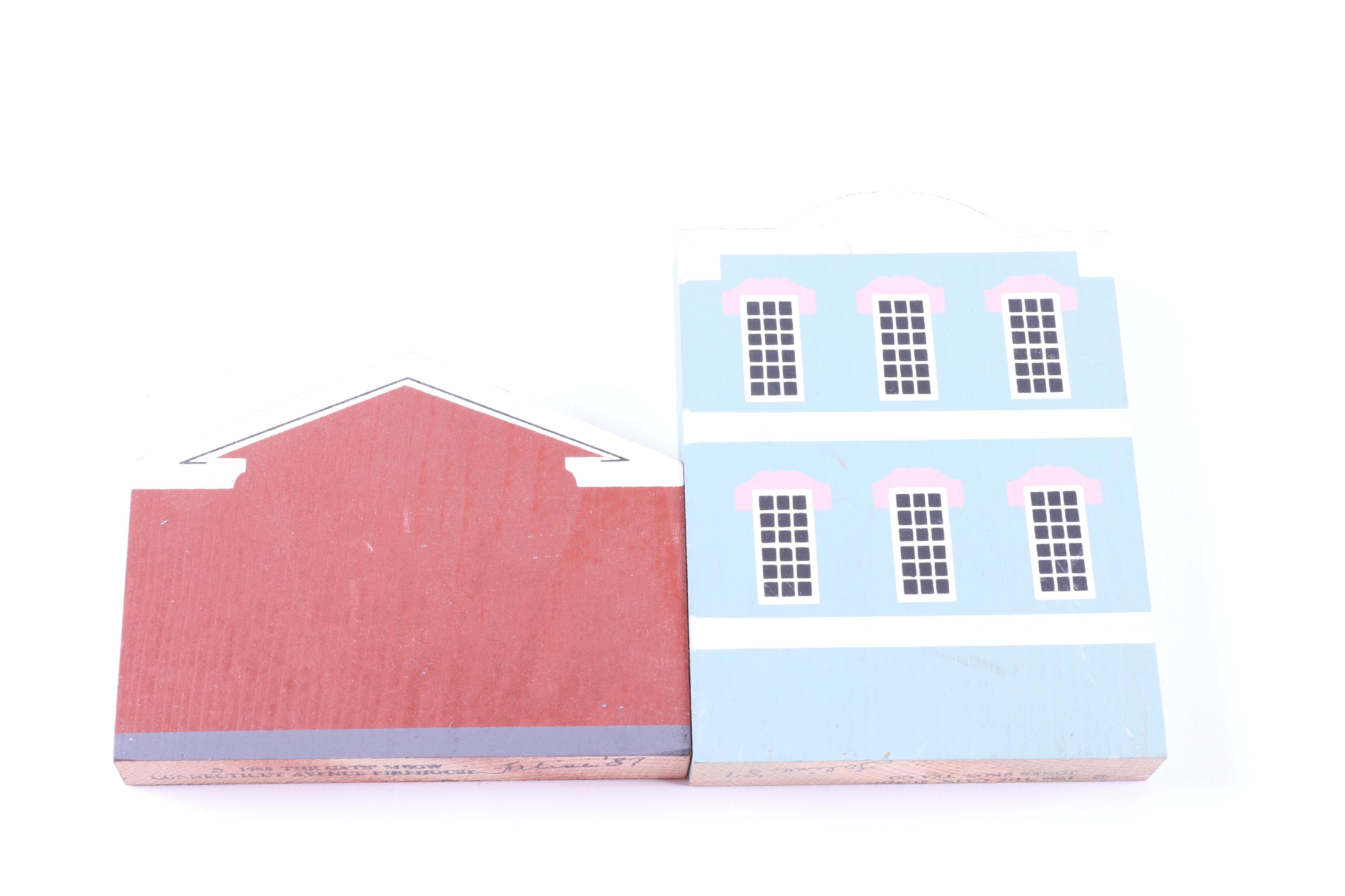 Assortment of The Cat's Meow Vintage Wood Decorative Buildings