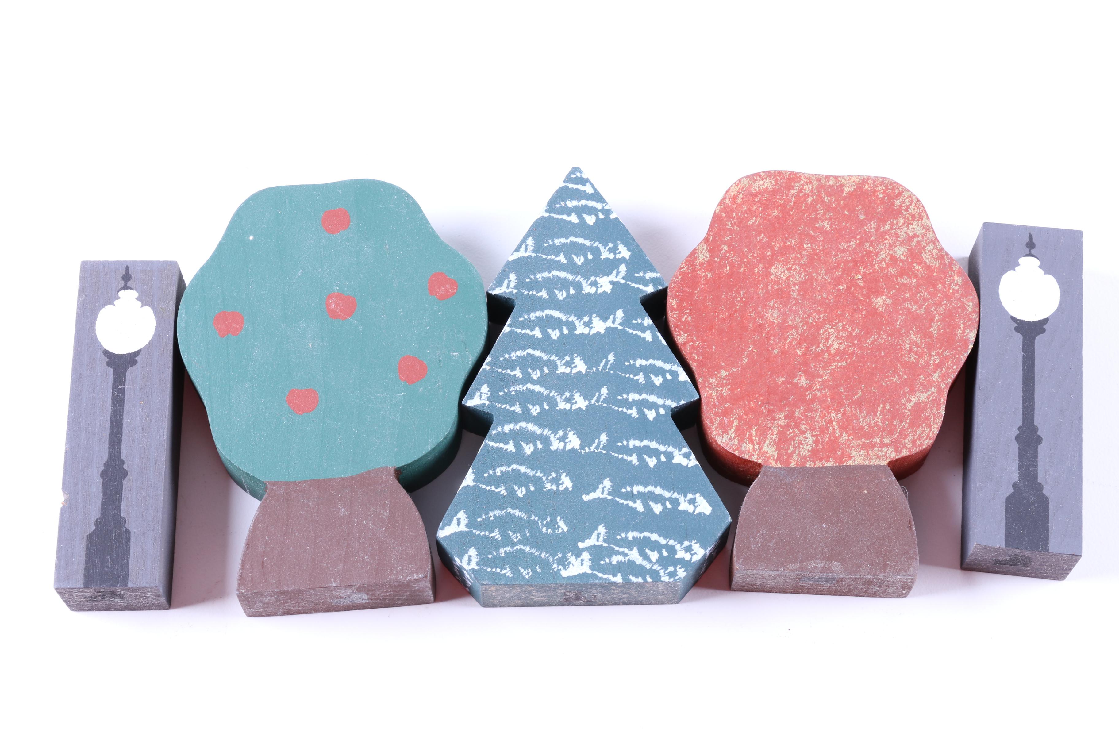 Assortment of The Cat's Meow Vintage Wood Decorative Buildings