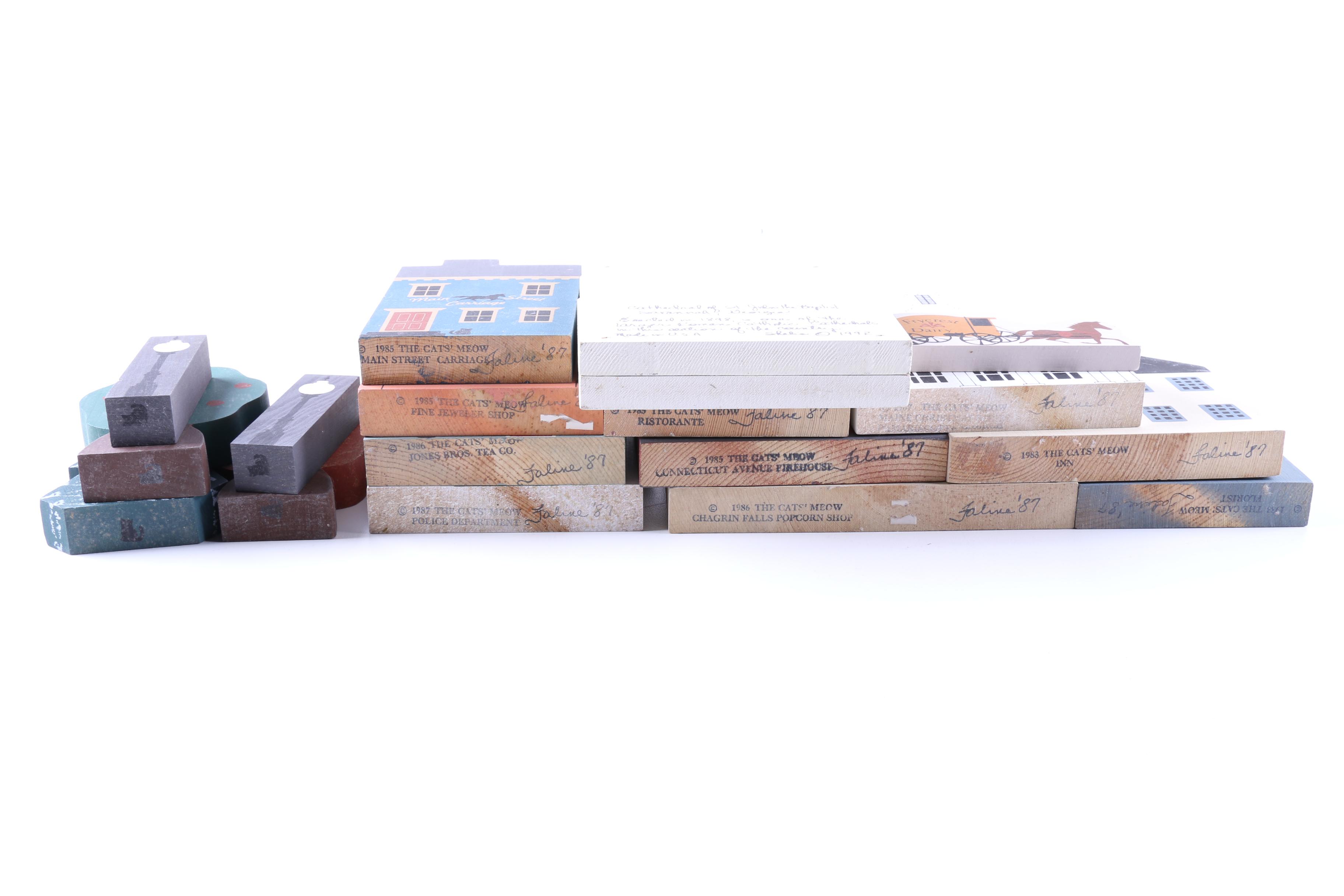 Assortment of The Cat's Meow Vintage Wood Decorative Buildings