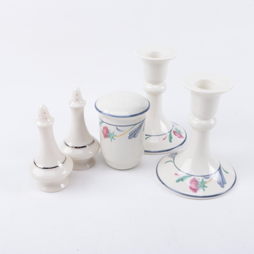 Lenox Porcelain Salt and Pepper Shakers and Candleholders