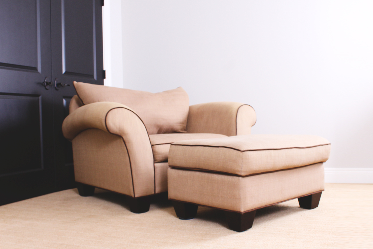 Matching Upholstered Armchair and Ottoman