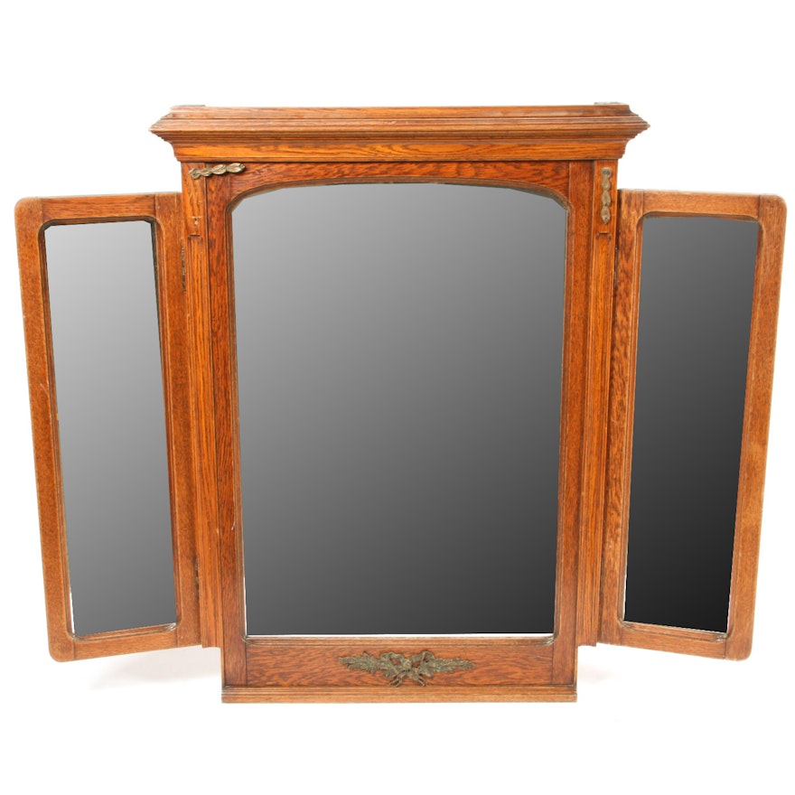 Vintage Wooden Three Way Mirror