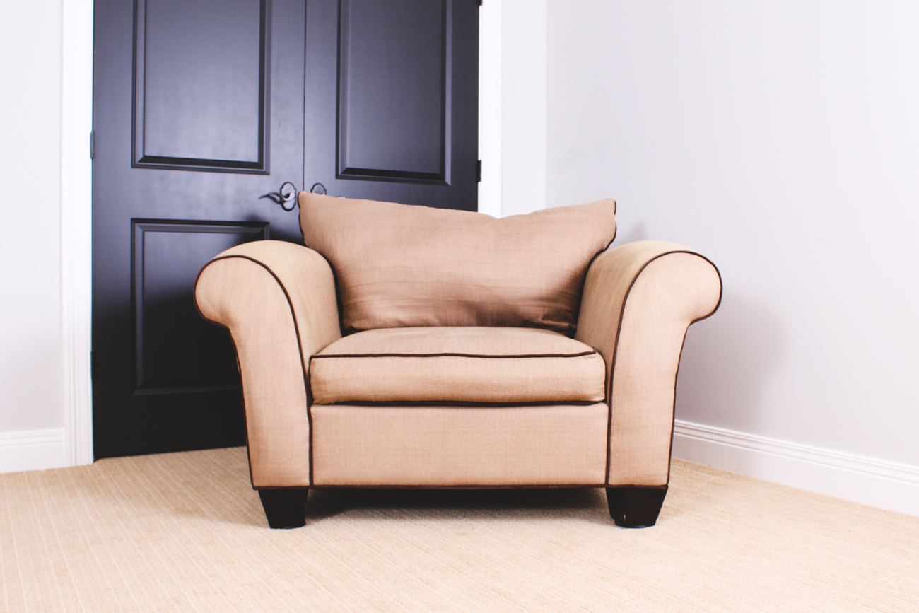 Matching Upholstered Armchair and Ottoman