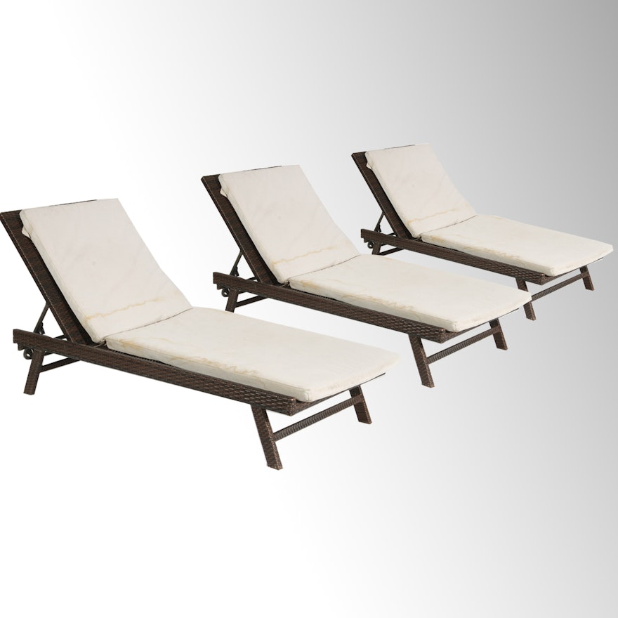 Set of Three Wicker Style Outdoor Lounge Chairs