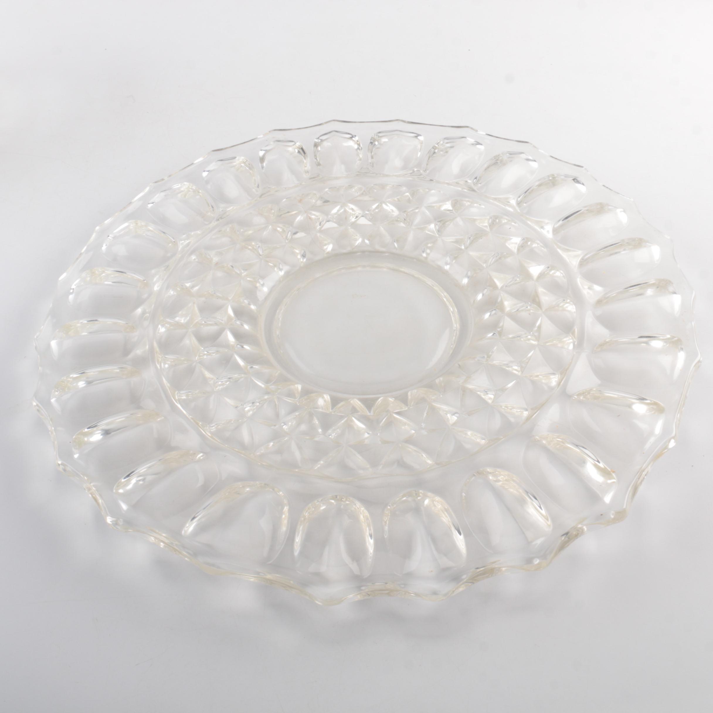 Vintage Glass Punch Bowl and Underplate