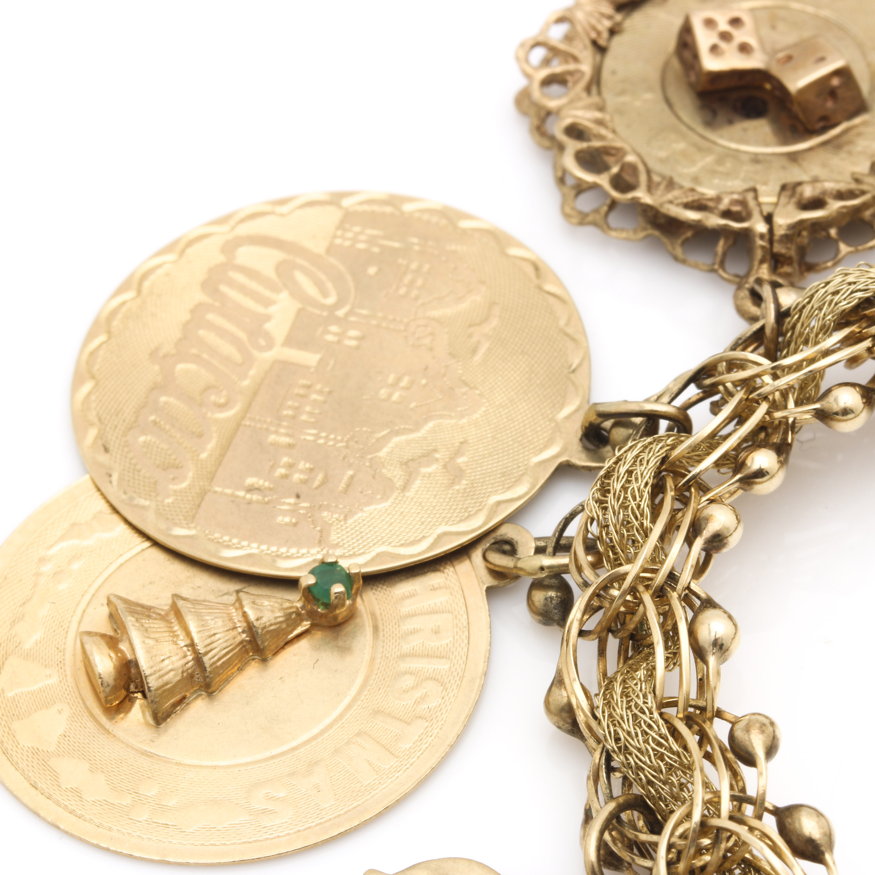 14K, 10K, and 18K Yellow Gold Charm Bracelet Including Gemstones