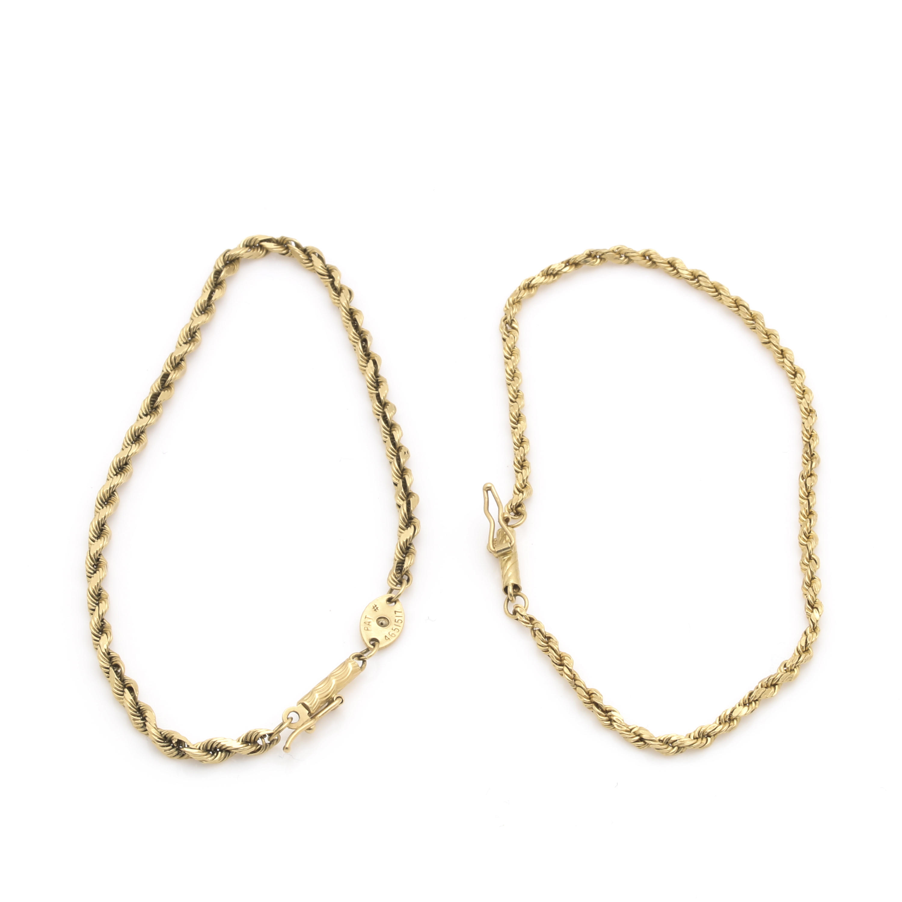 14K Yellow Gold Twisted Rope Chain Bracelets Including Silk Rope and Diamond