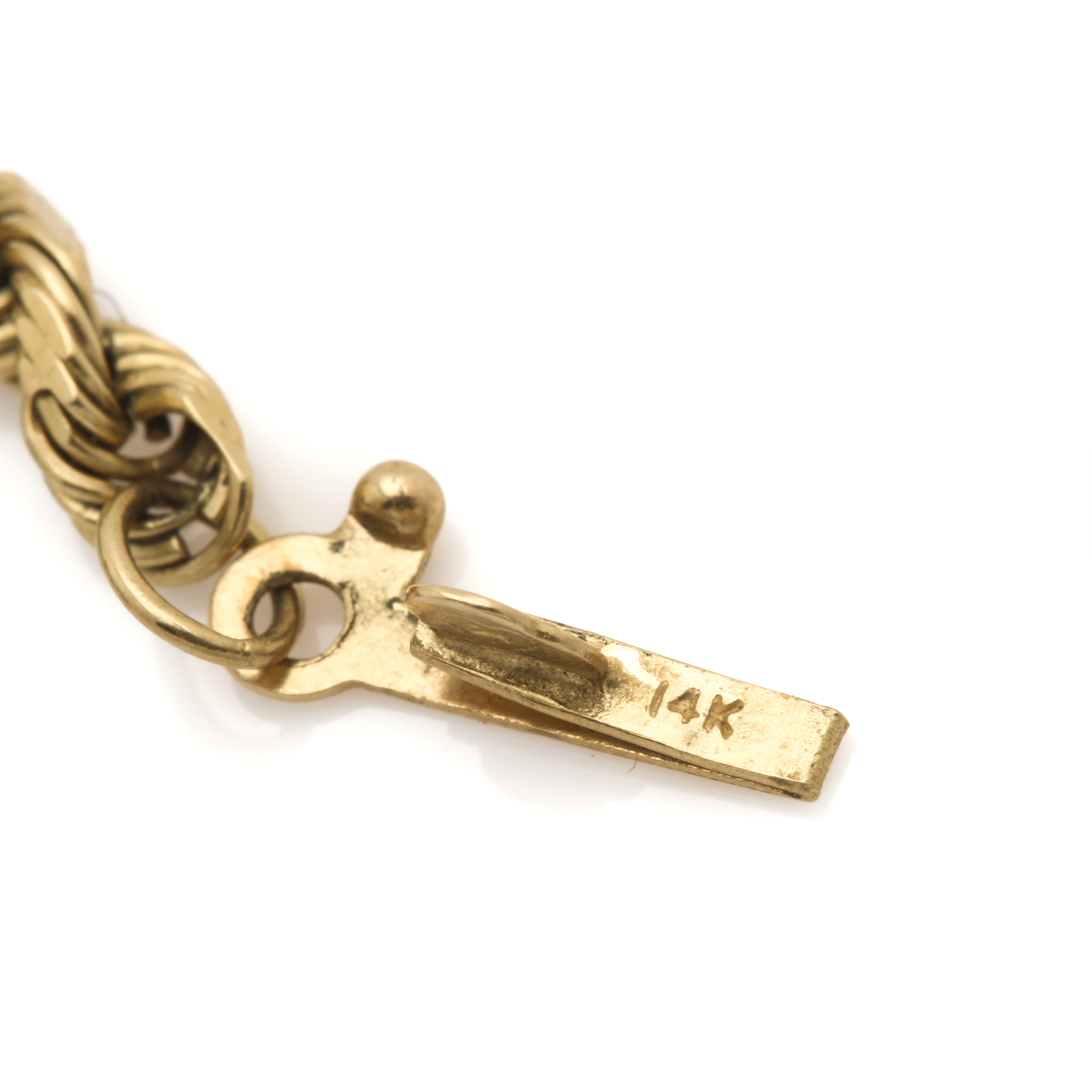 14K Yellow Gold Twisted Rope Chain Bracelets Including Silk Rope and Diamond