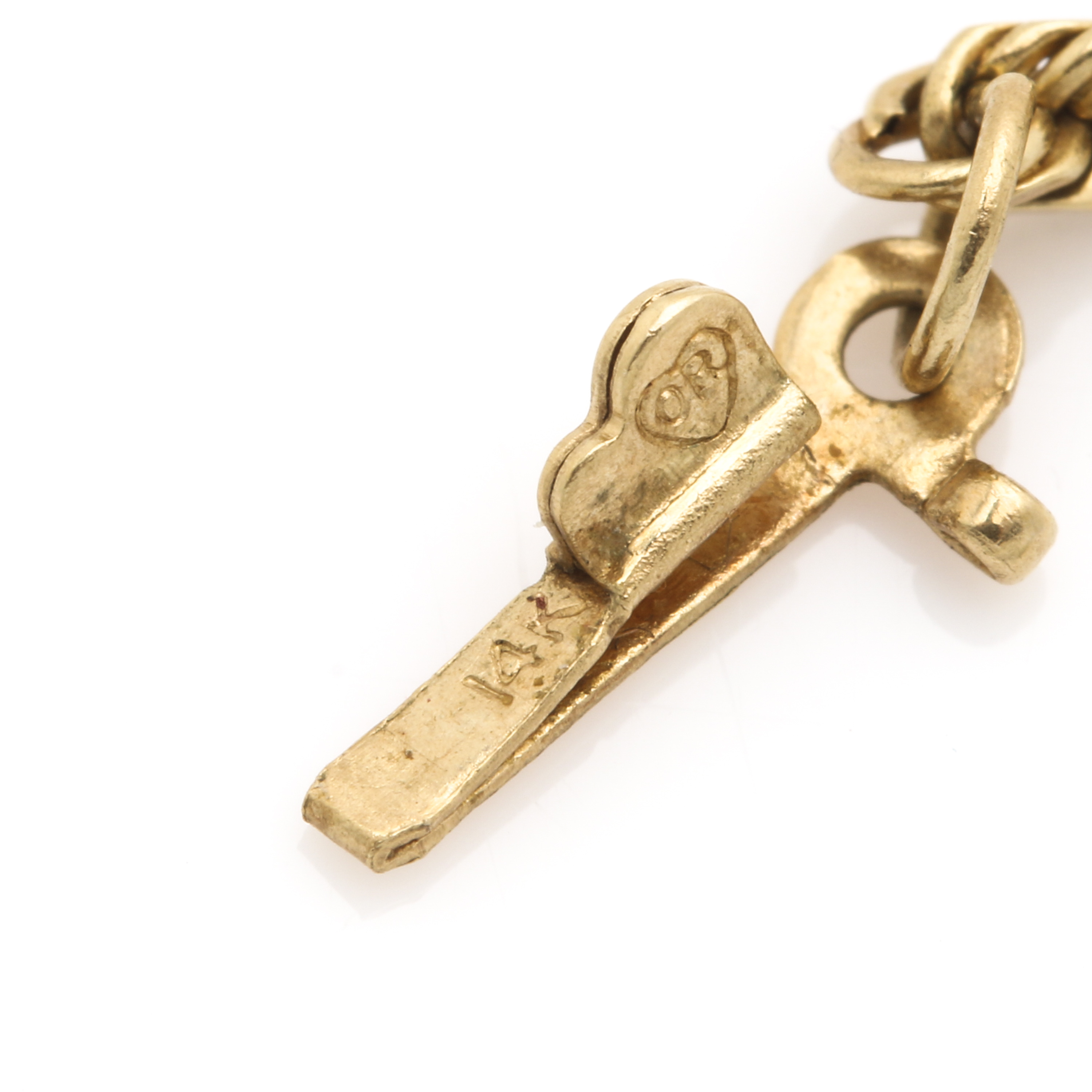 14K Yellow Gold Twisted Rope Chain Bracelets Including Silk Rope and Diamond