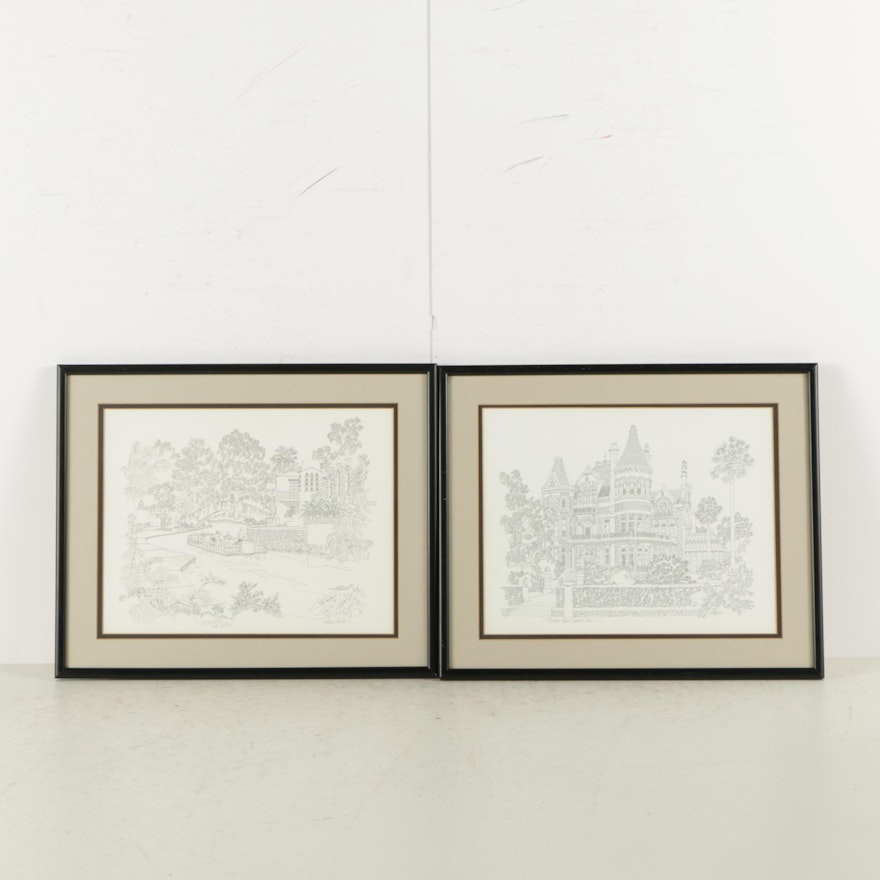 Offset Lithographs After Norman Baxter of Texas Architecture