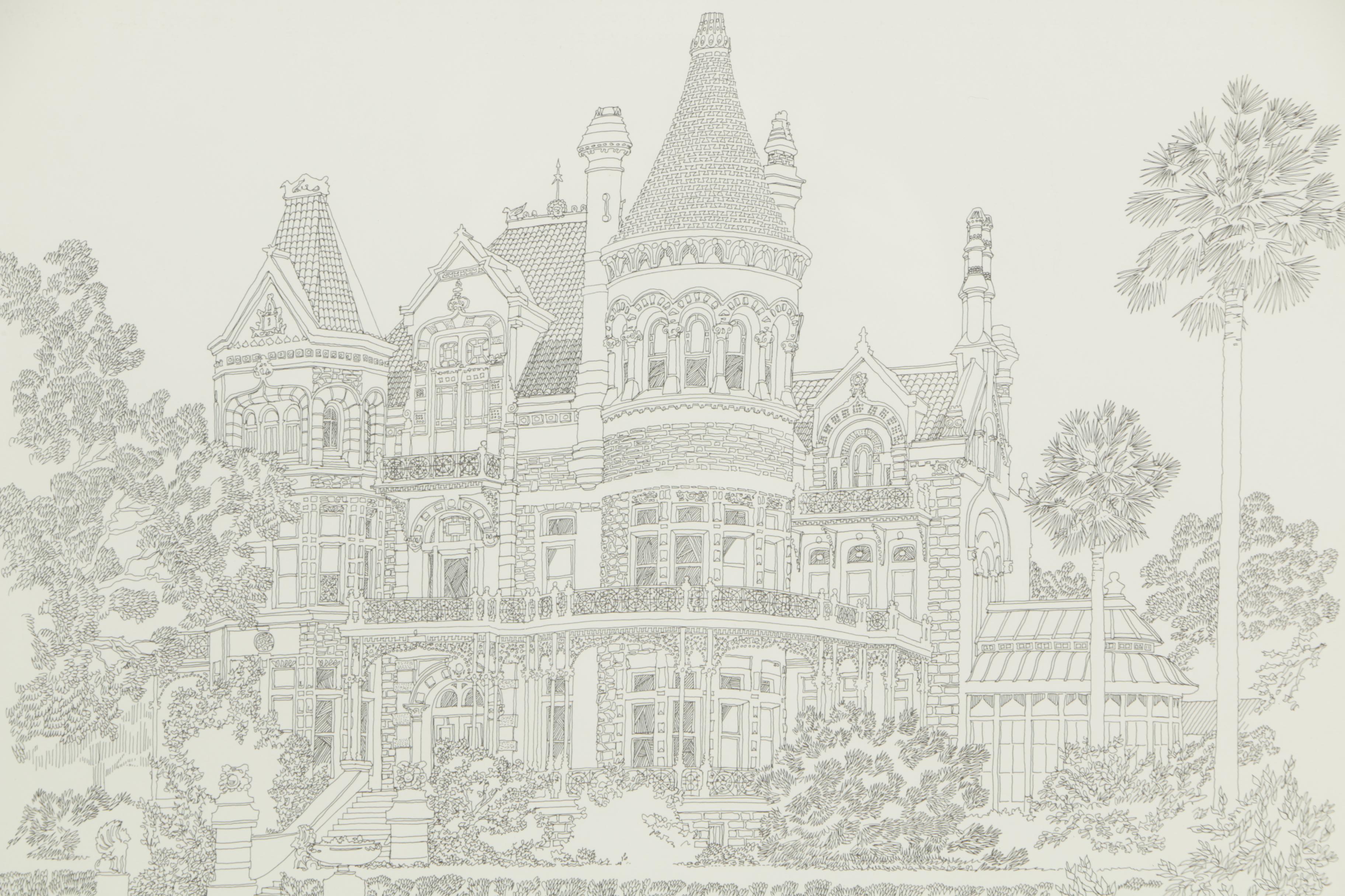 Offset Lithographs After Norman Baxter of Texas Architecture