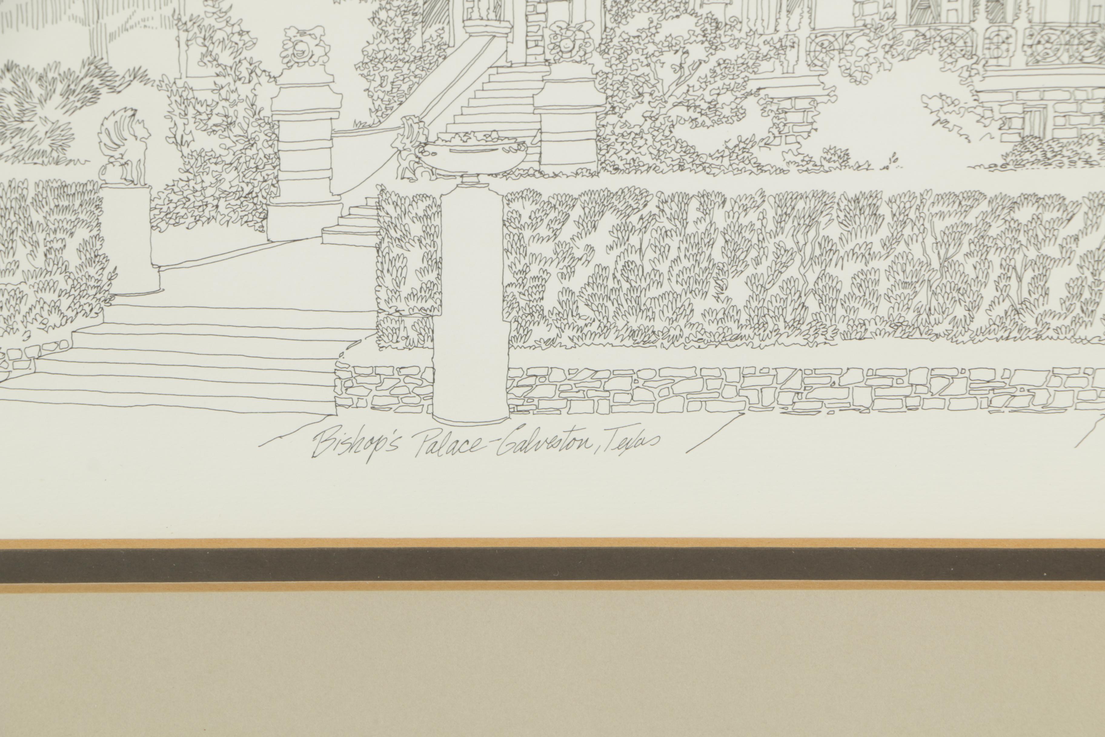Offset Lithographs After Norman Baxter of Texas Architecture