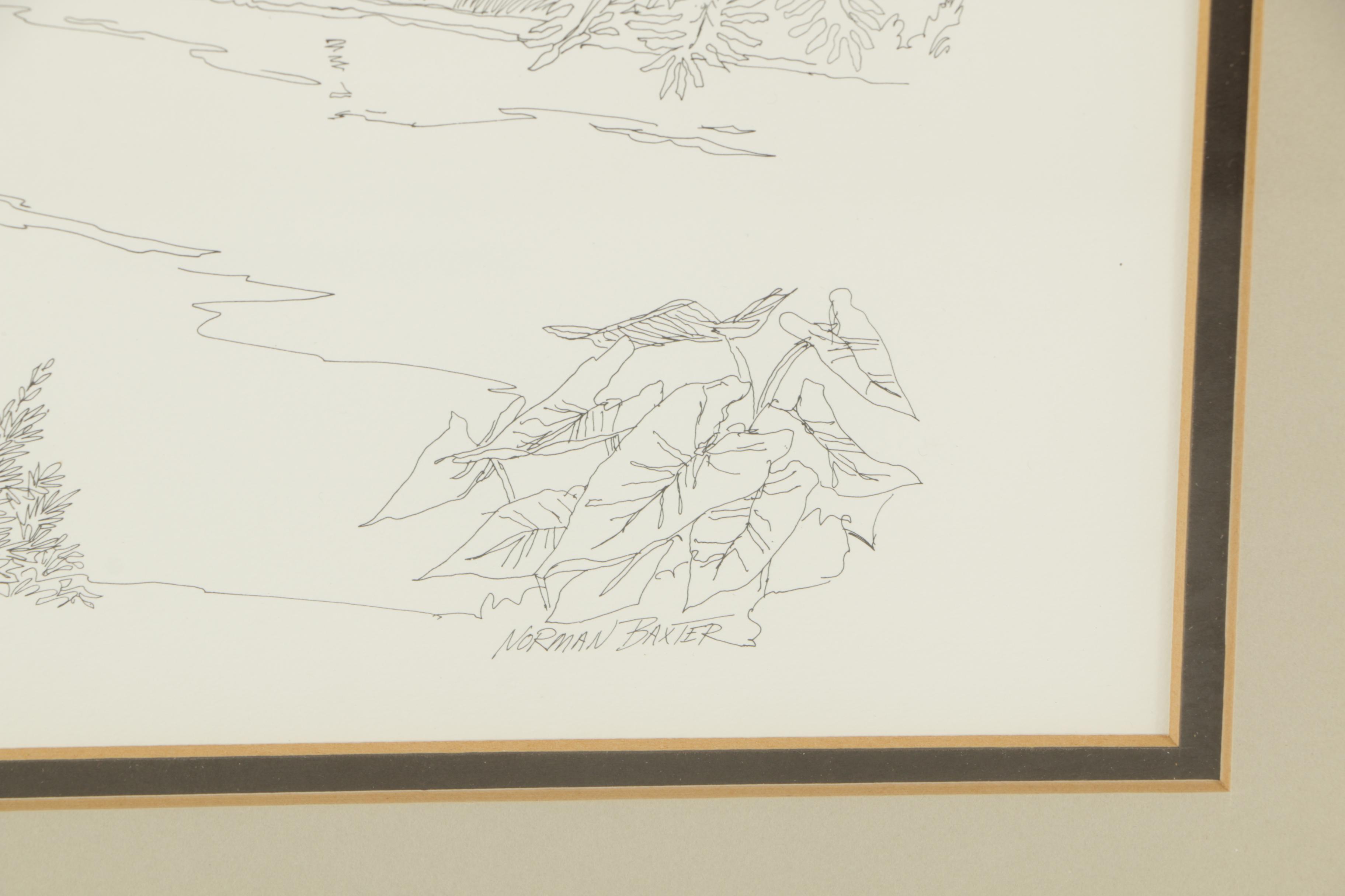 Offset Lithographs After Norman Baxter of Texas Architecture