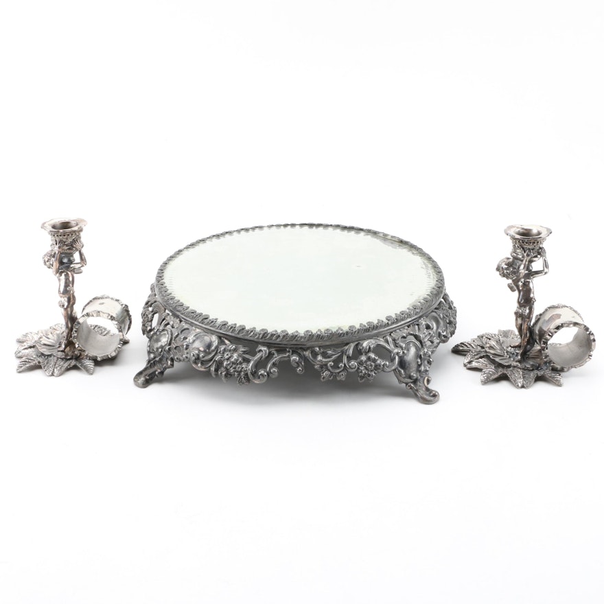 Beaucoup Design Candlesticks and Ormolu Style Vanity Tray