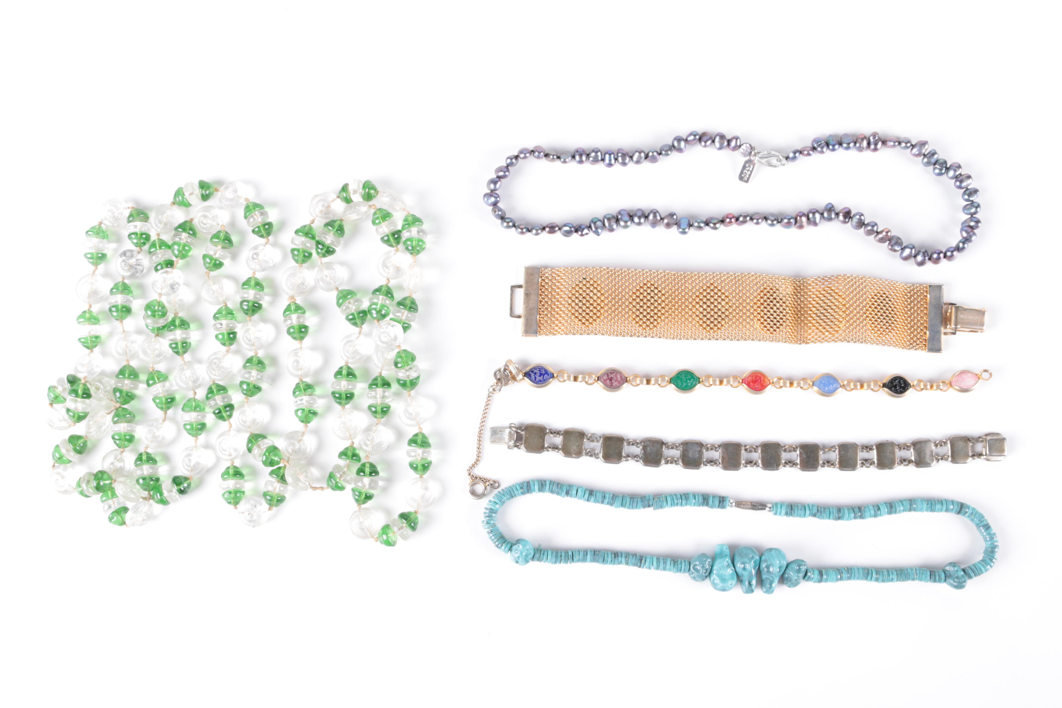 Assortment of Vintage Costume Jewelry with Stone Accents