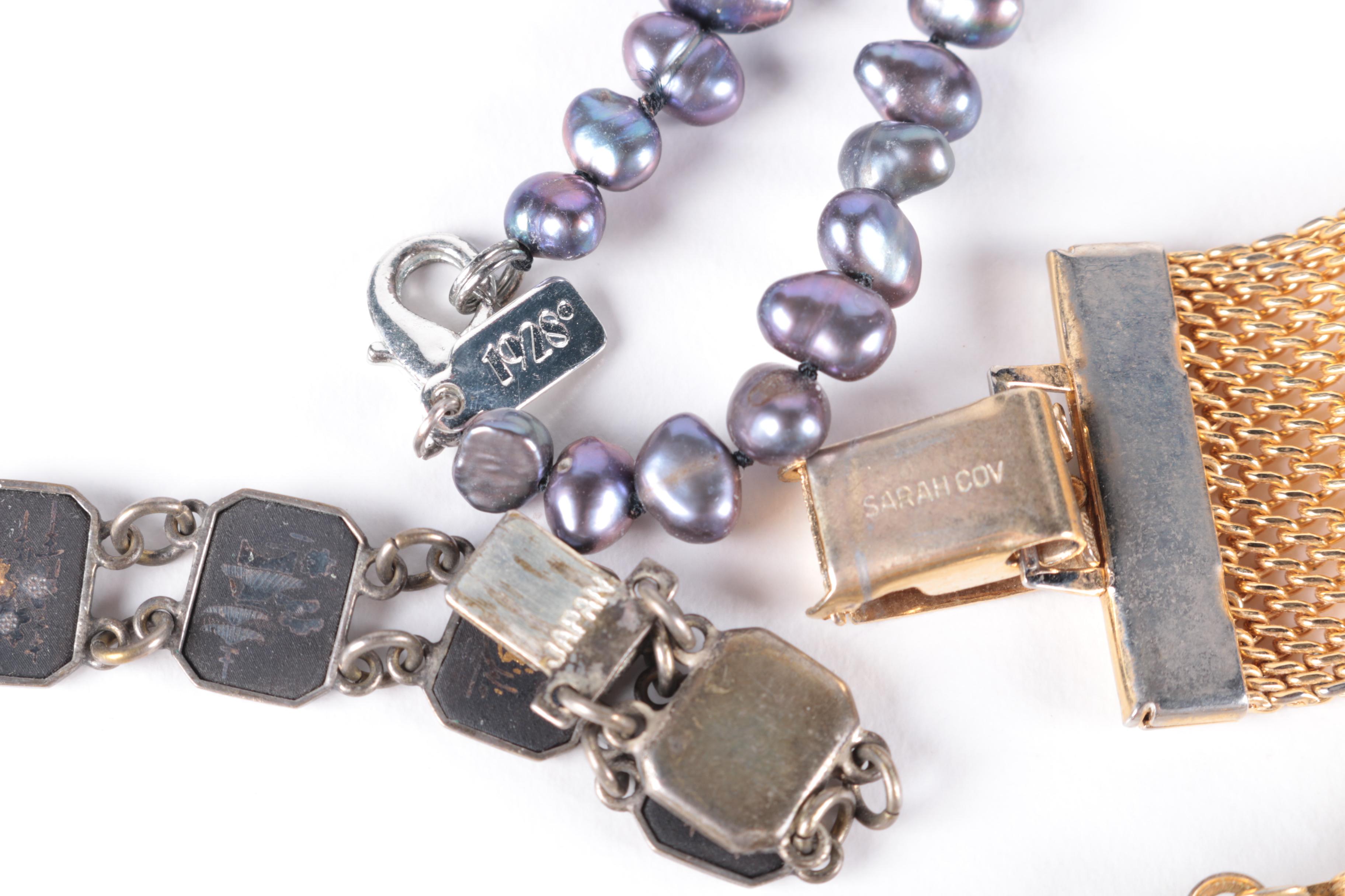 Assortment of Vintage Costume Jewelry with Stone Accents