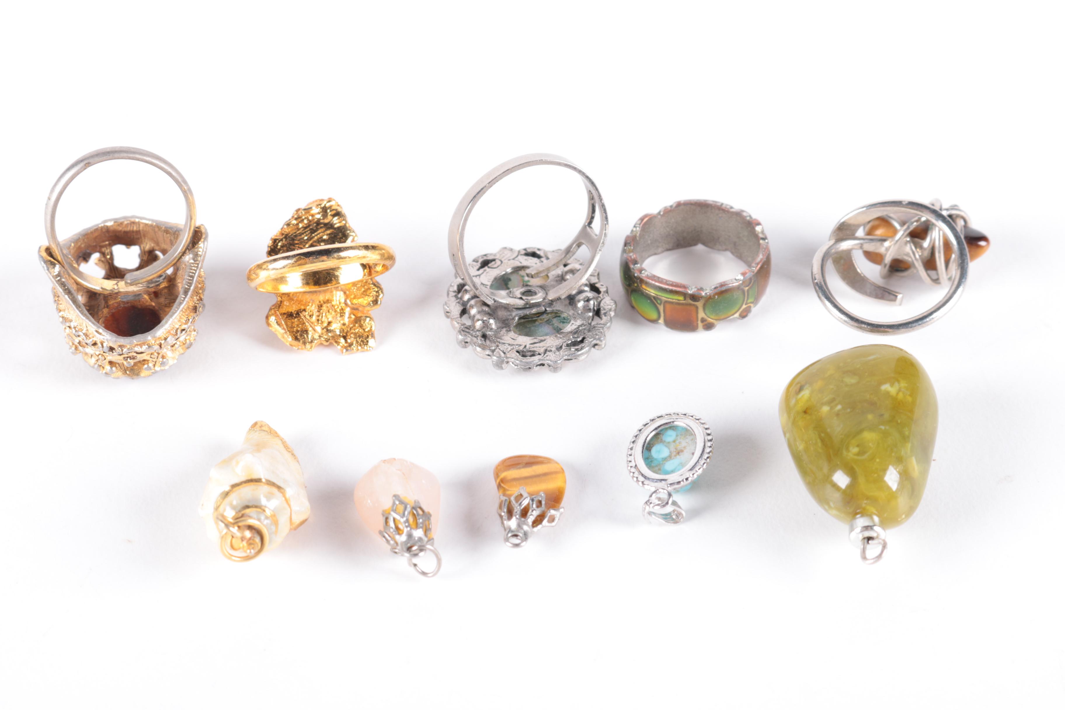 Assortment of Vintage Costume Jewelry with Stone Accents