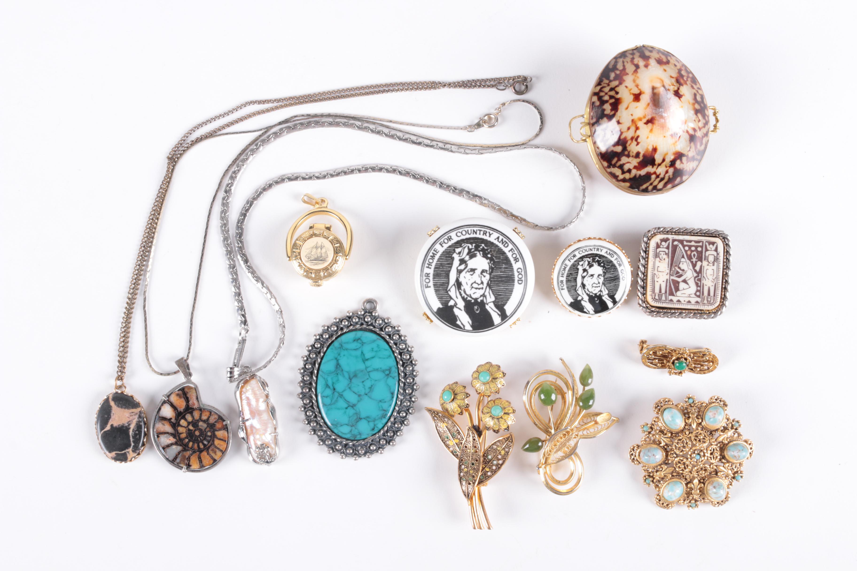 Assortment of Vintage Costume Jewelry with Stone Accents