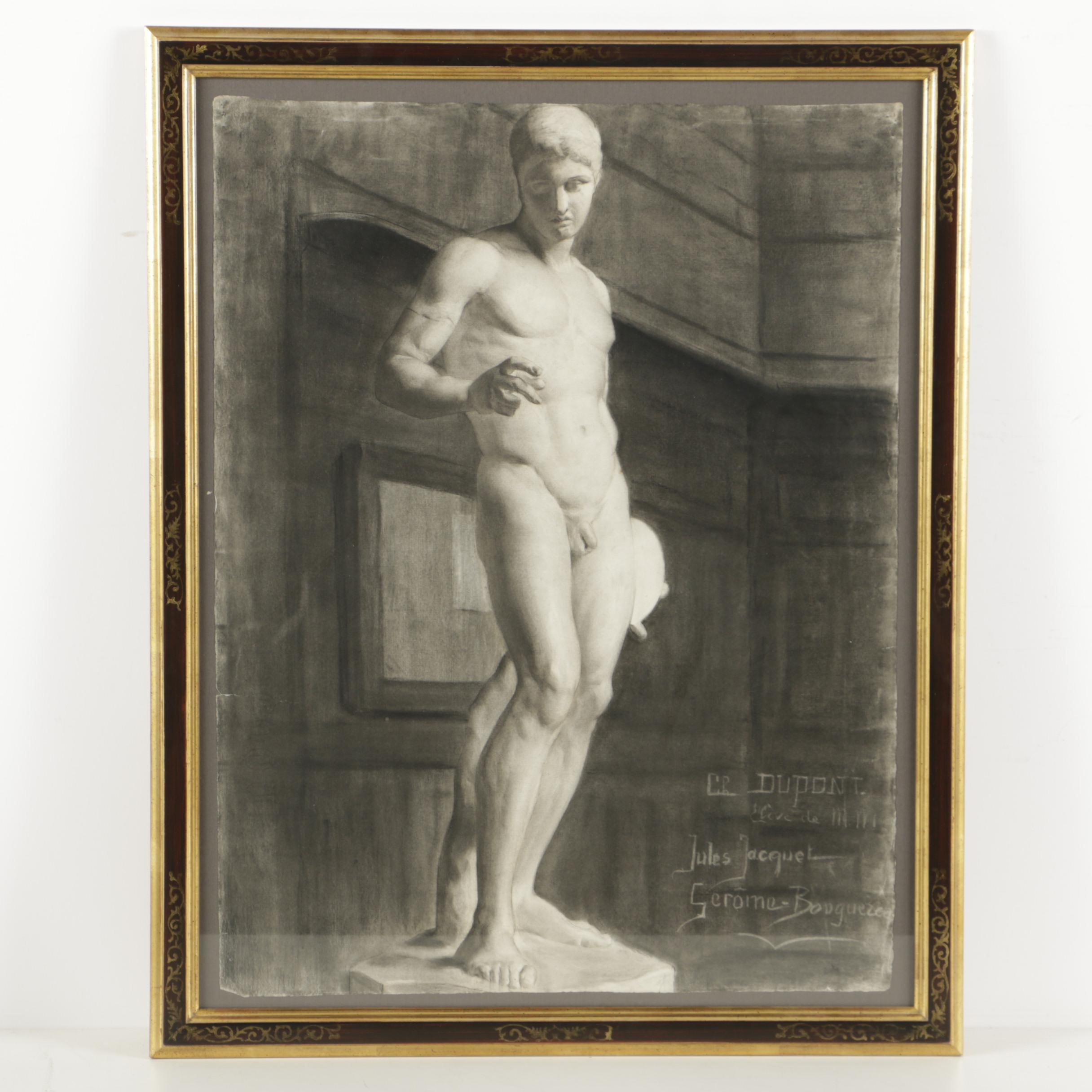 Charcoal Drawing of a Figure Sculpture