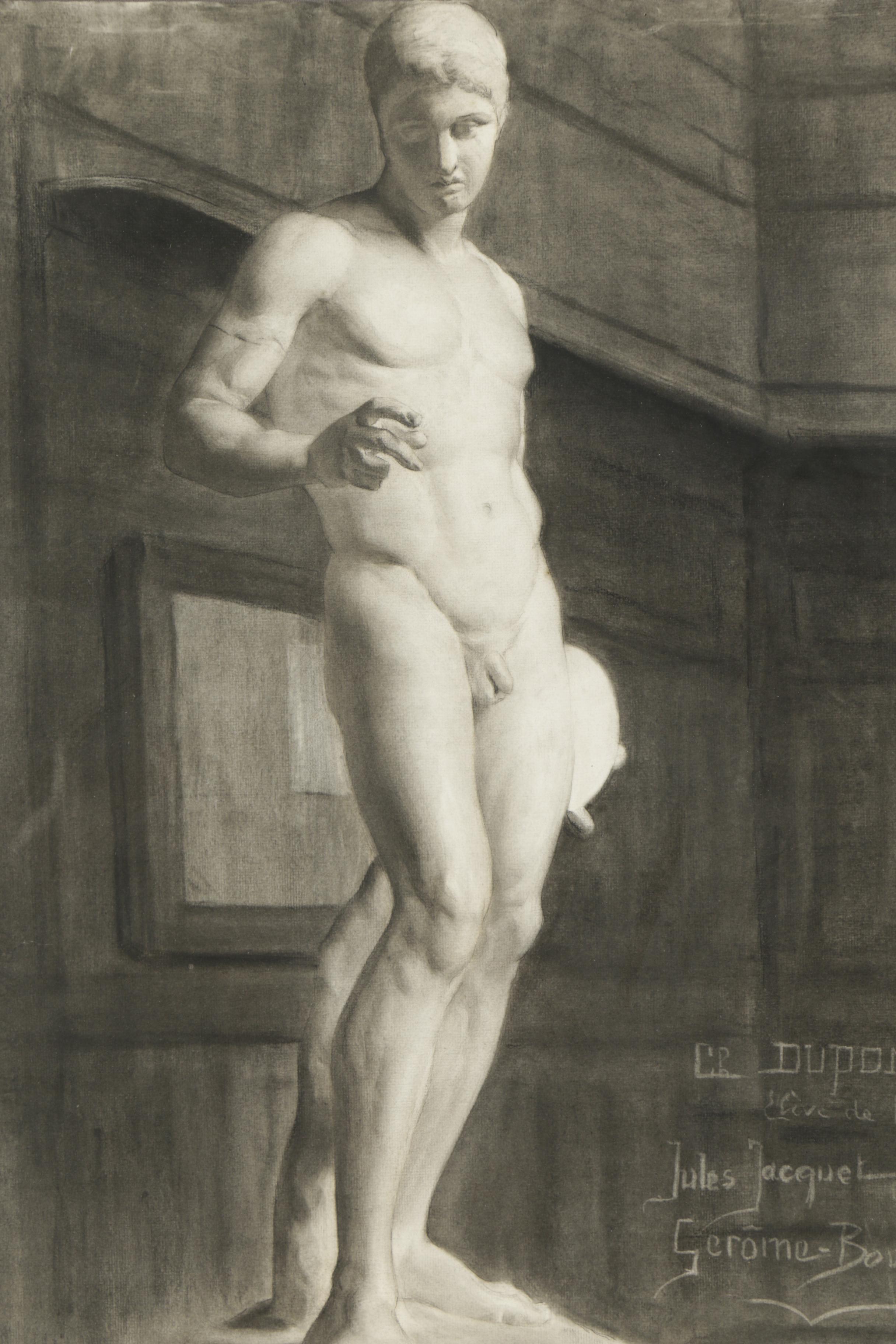 Charcoal Drawing of a Figure Sculpture