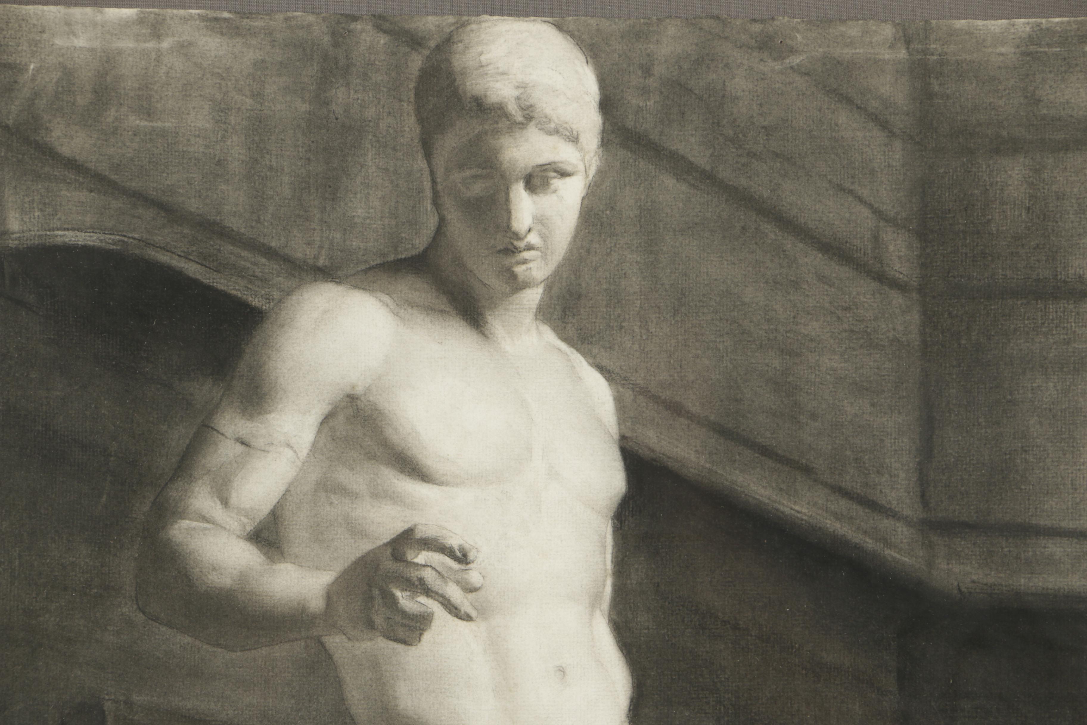 Charcoal Drawing of a Figure Sculpture