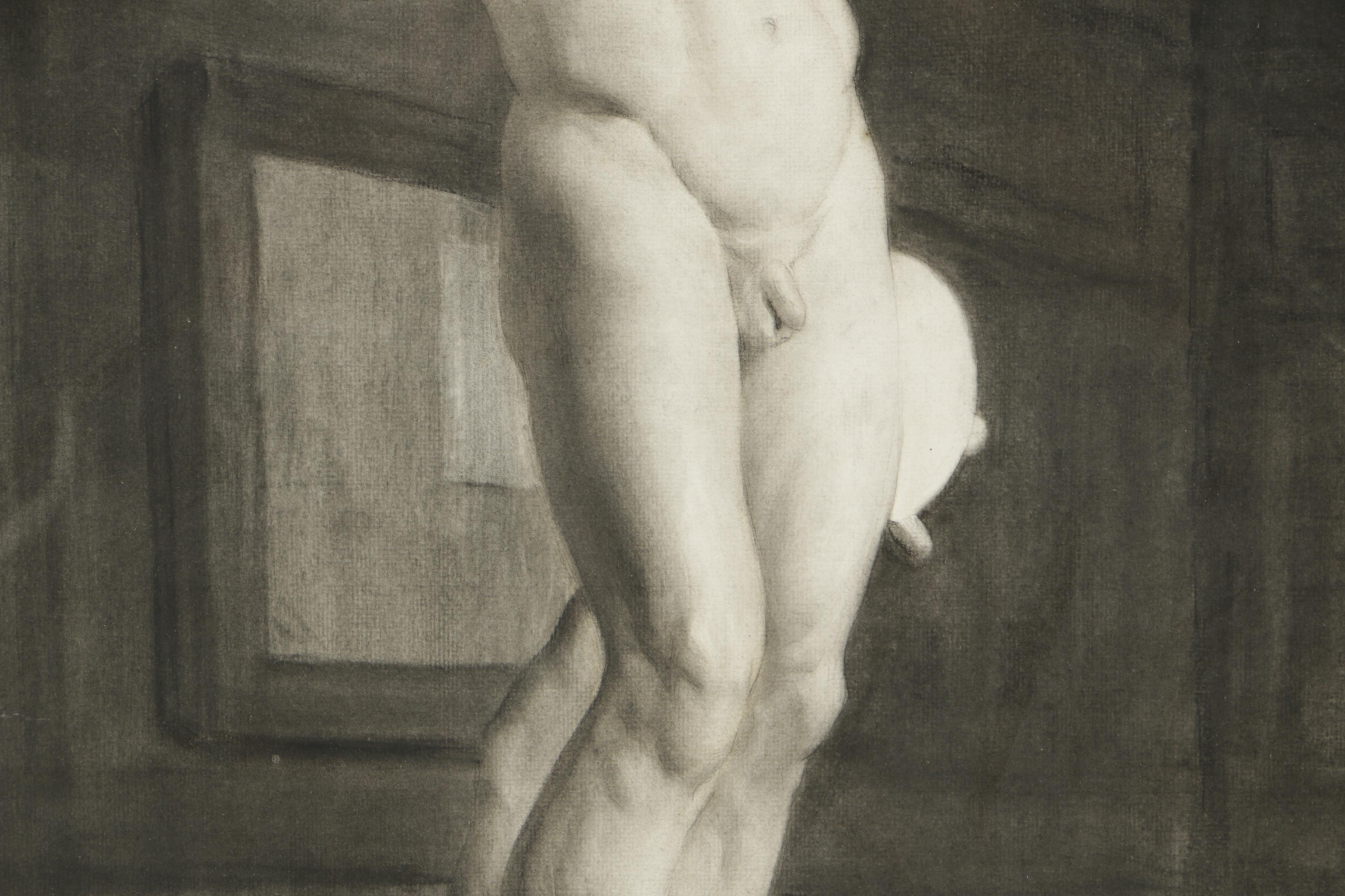 Charcoal Drawing of a Figure Sculpture