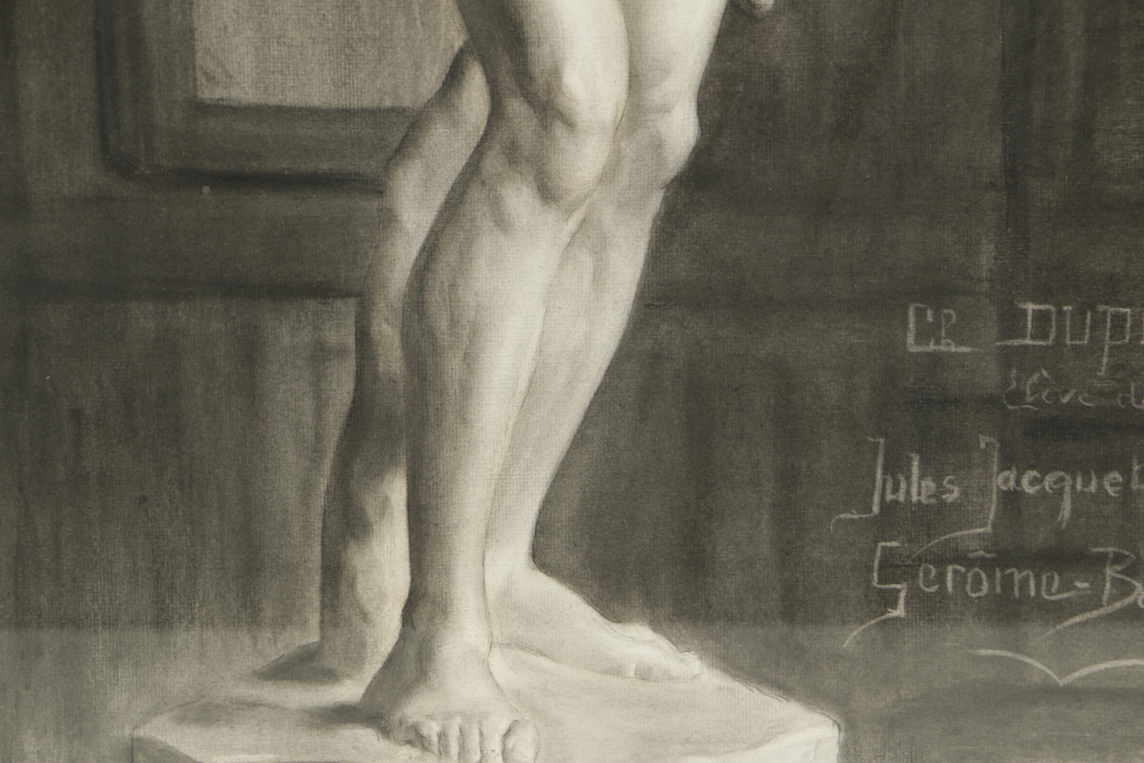 Charcoal Drawing of a Figure Sculpture