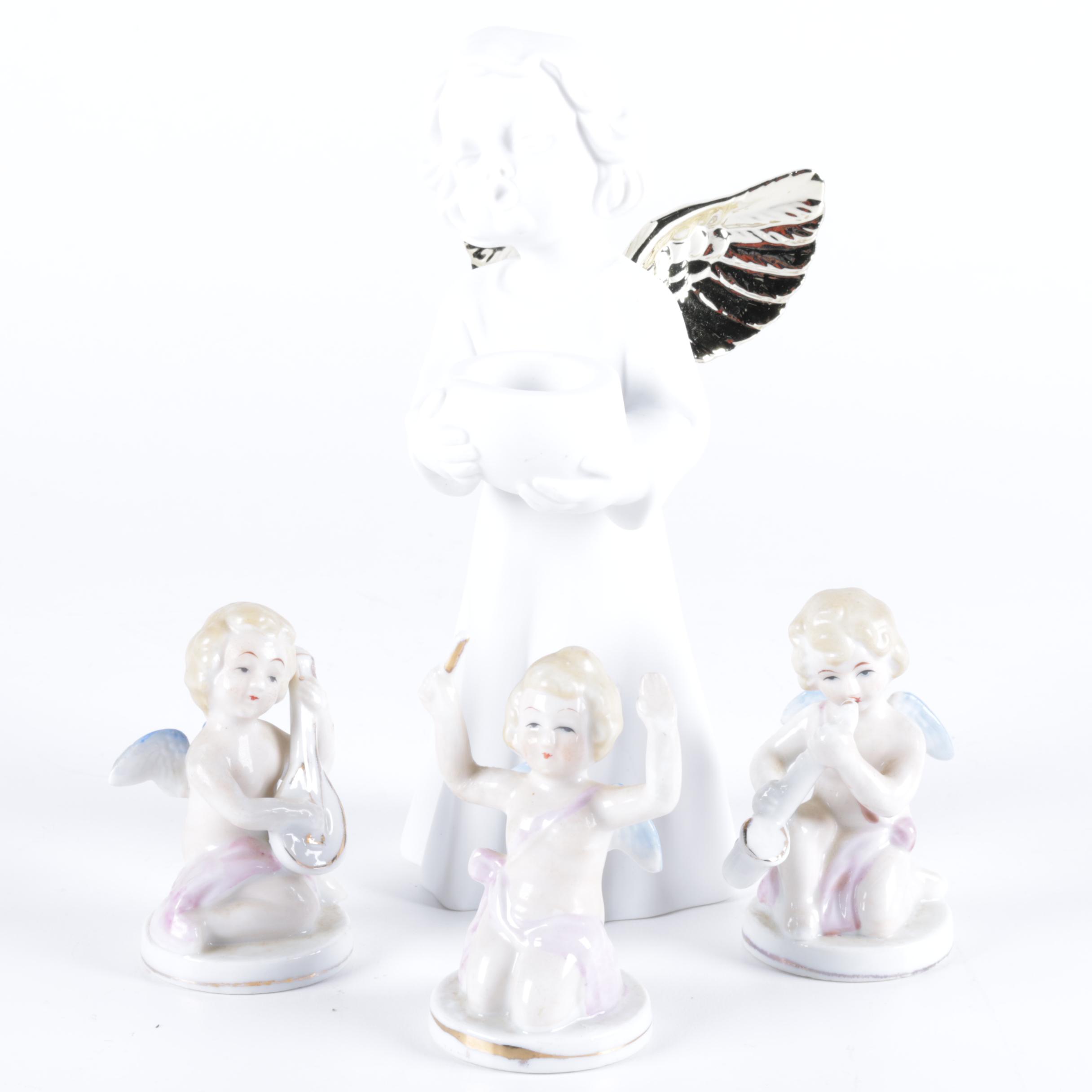 Vintage Angel Figurines and Candle Holder