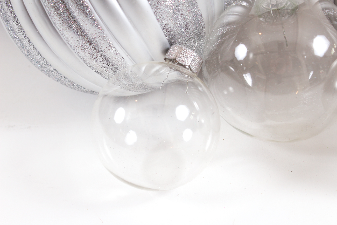 Collection of Silver and Clear Glass Ornaments