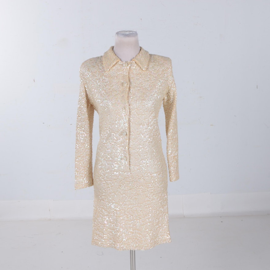 Circa 1970s Vintage Imperial Sequin Dress