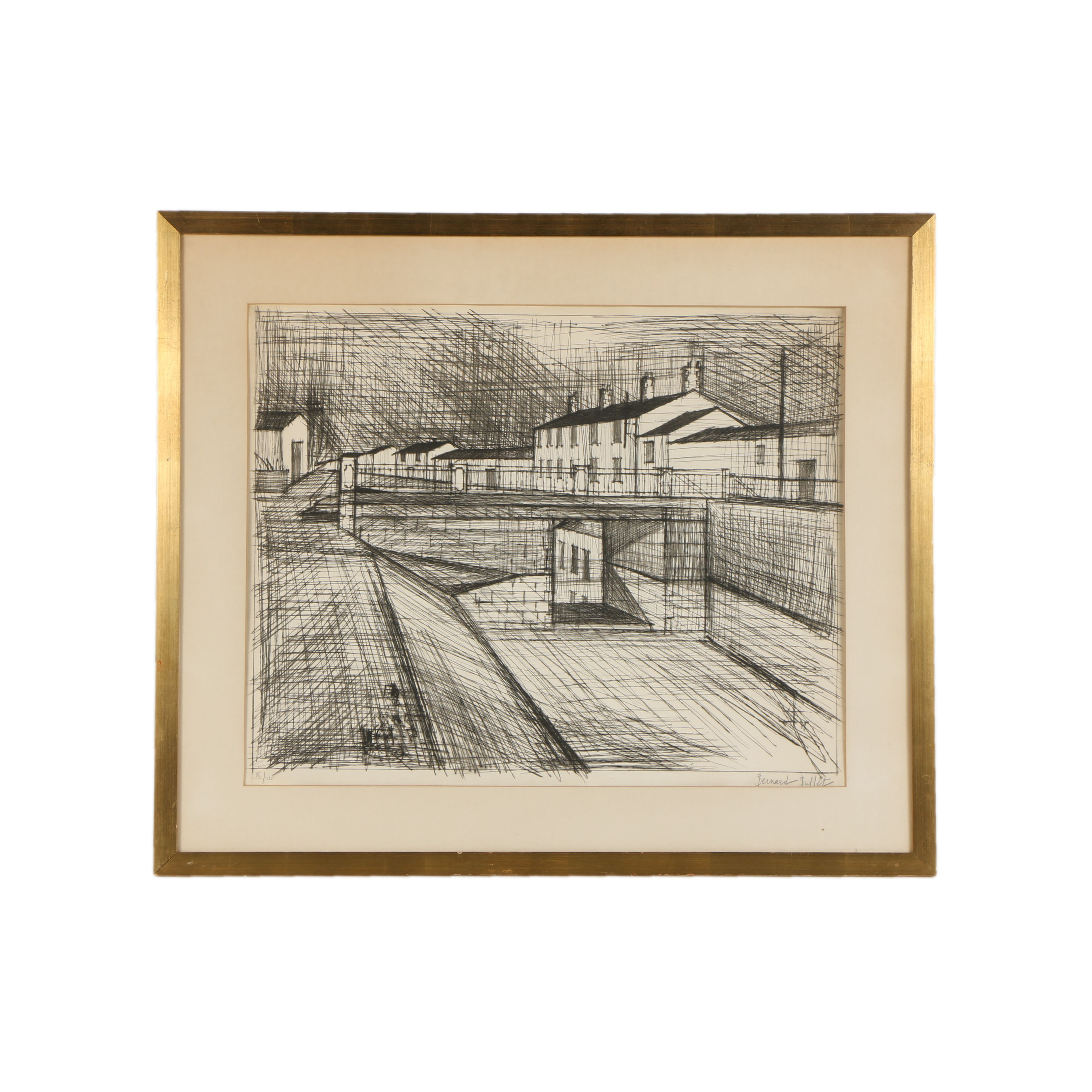 Bernard Buffet 1955 Limited Edition Drypoint on Paper "Le Canal"