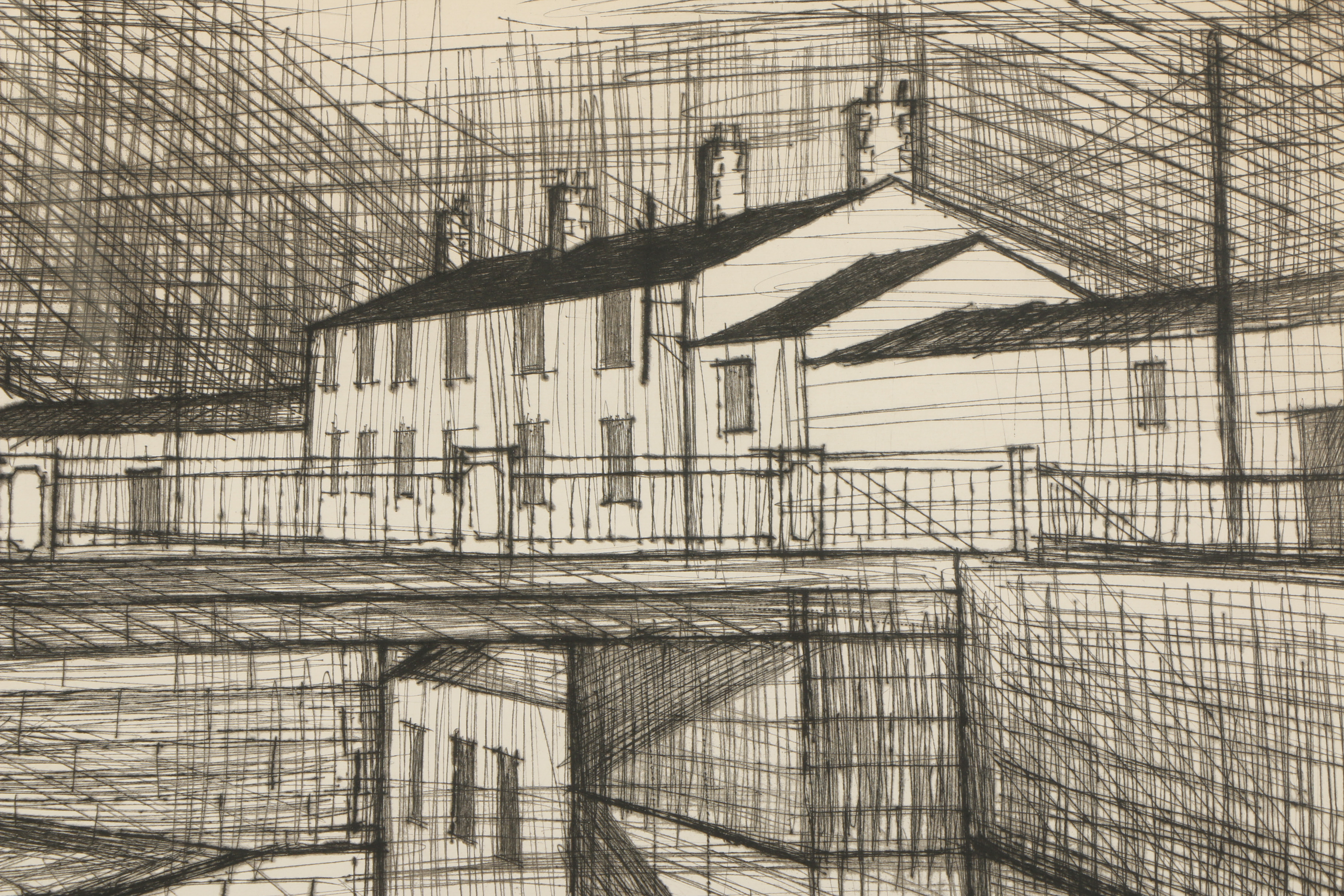Bernard Buffet 1955 Limited Edition Drypoint on Paper "Le Canal"