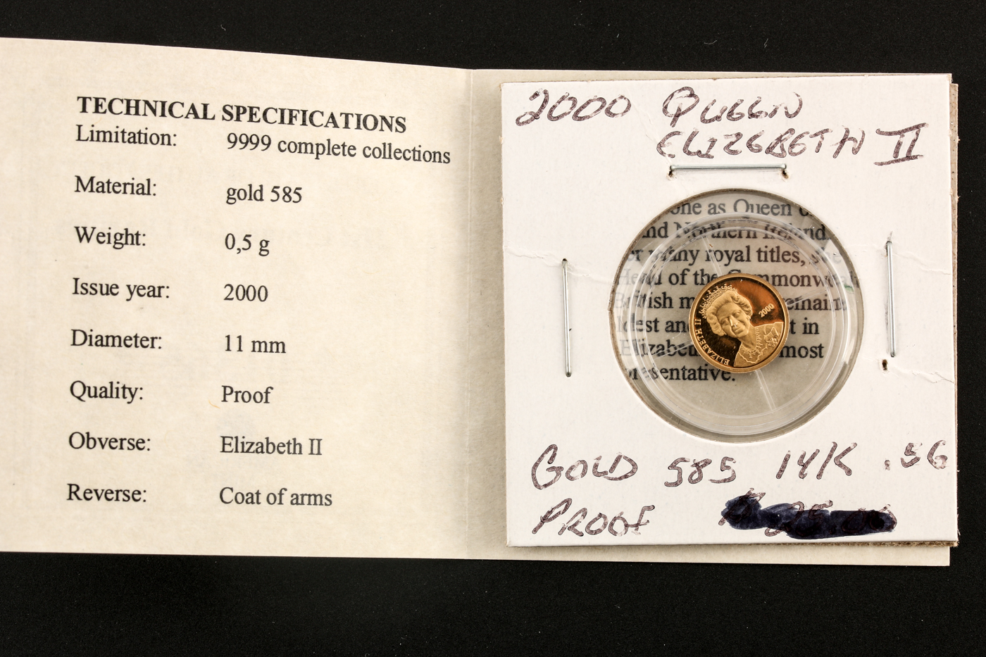 2000 Queen Elizabeth II Commemorative Proof Gold Coin