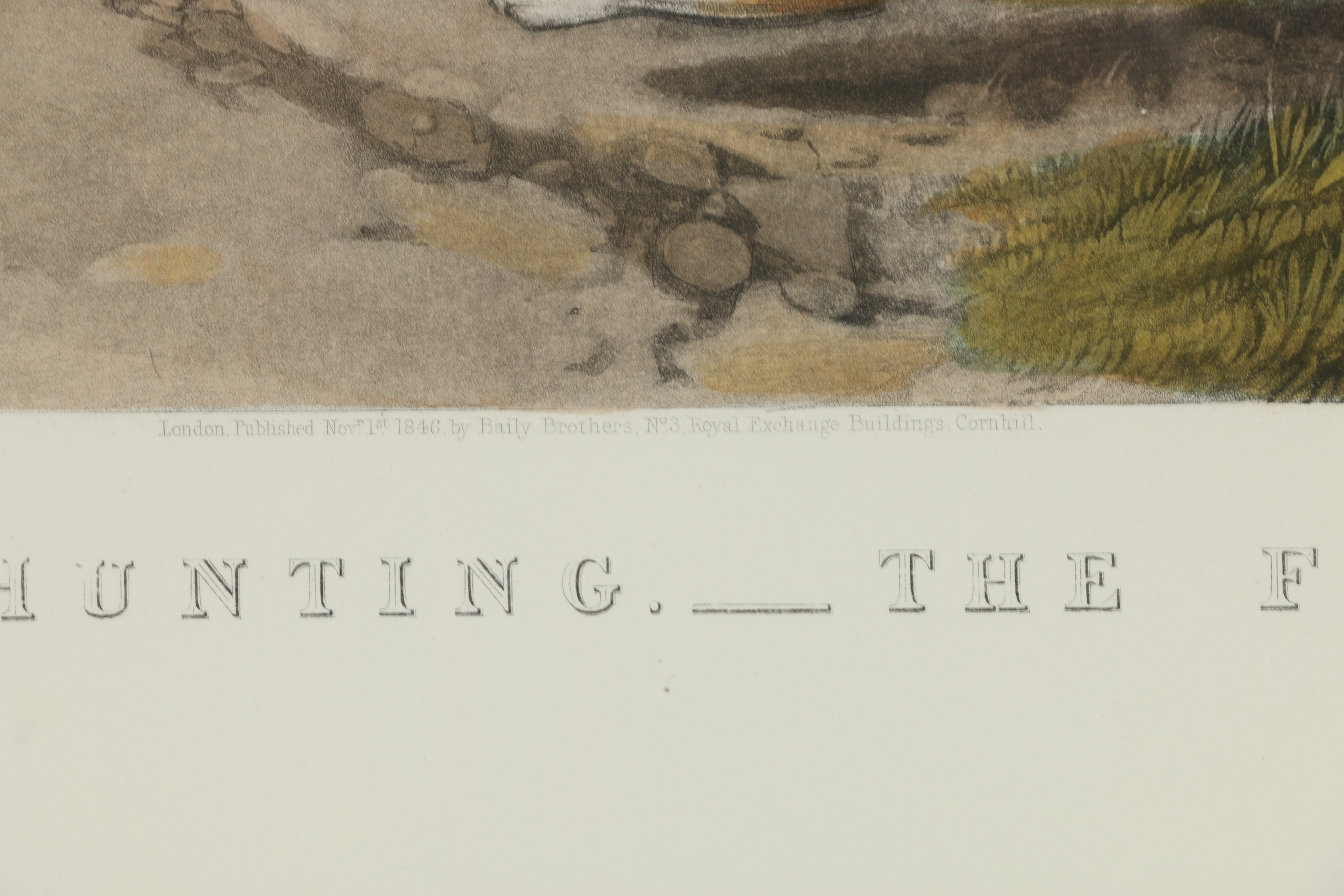 Color Lithograph Print on Paper After J.F. Herring Sr. " Fox Hunting, The Find"