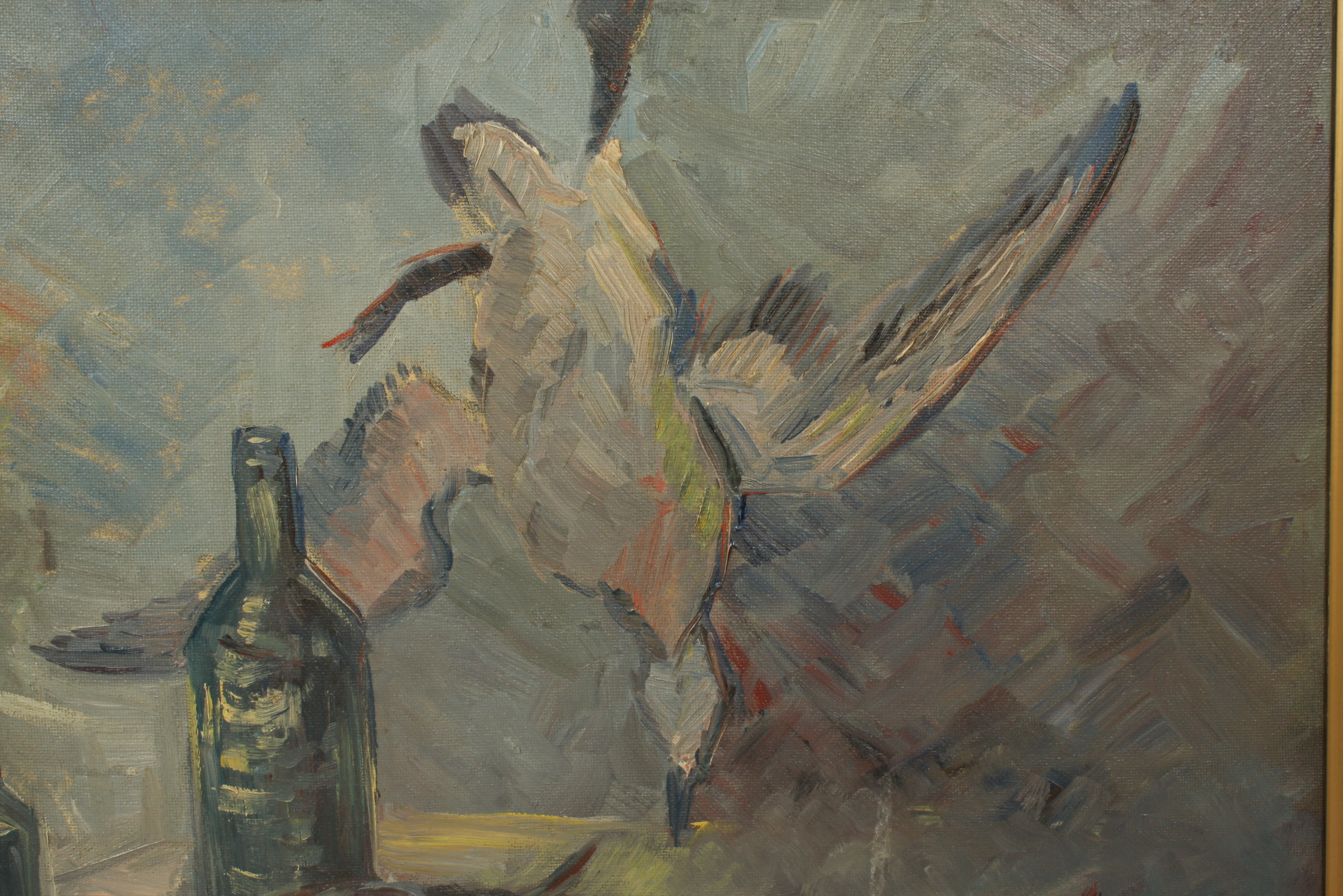 Oil Painting on Board Still Life with Dead Birds