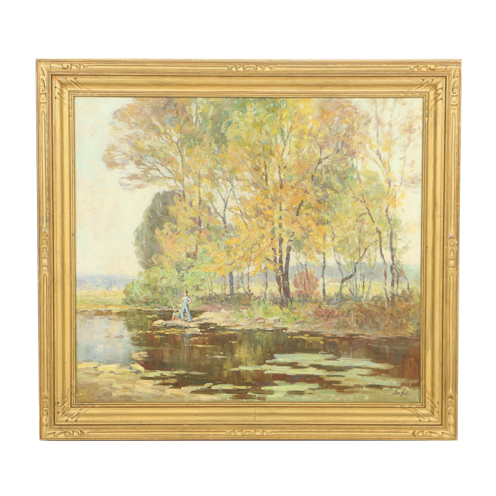 Jess Hobby Oil Painting on Canvas "The Old Mill Stream"